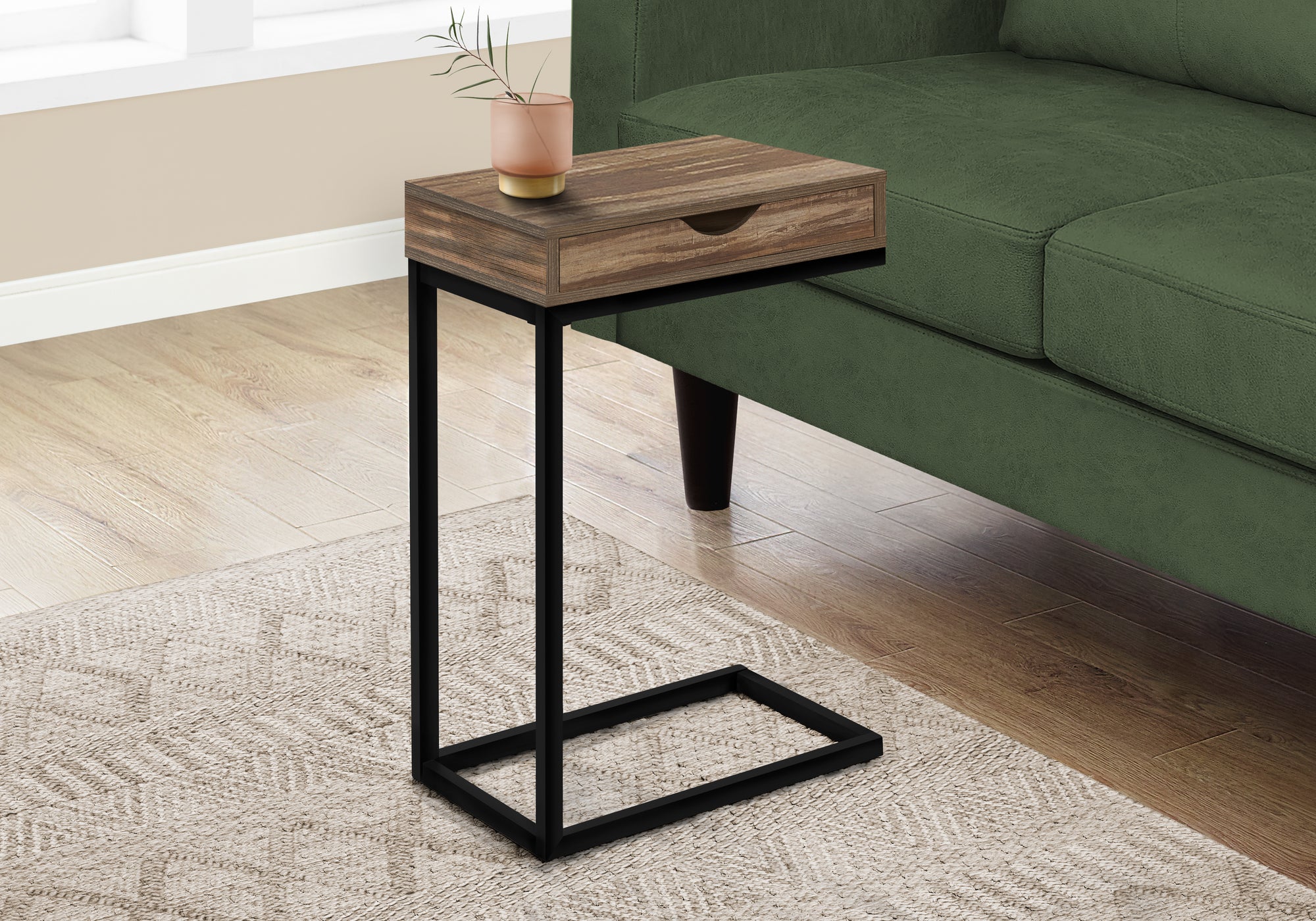 TABLE D'APPOINT - LOOK BRUN / MÉTAL NOIR 