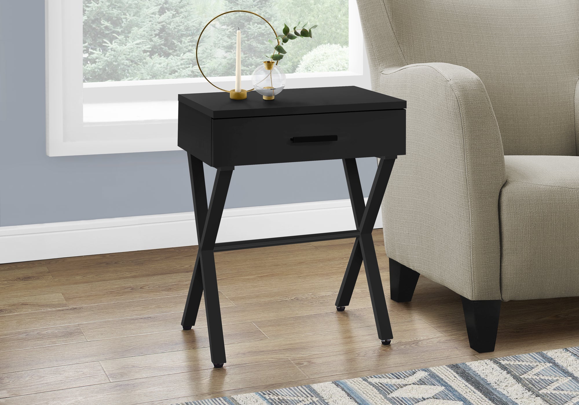 TABLE D'APPOINT - 24"H / NOIR / METAL NOIR 
