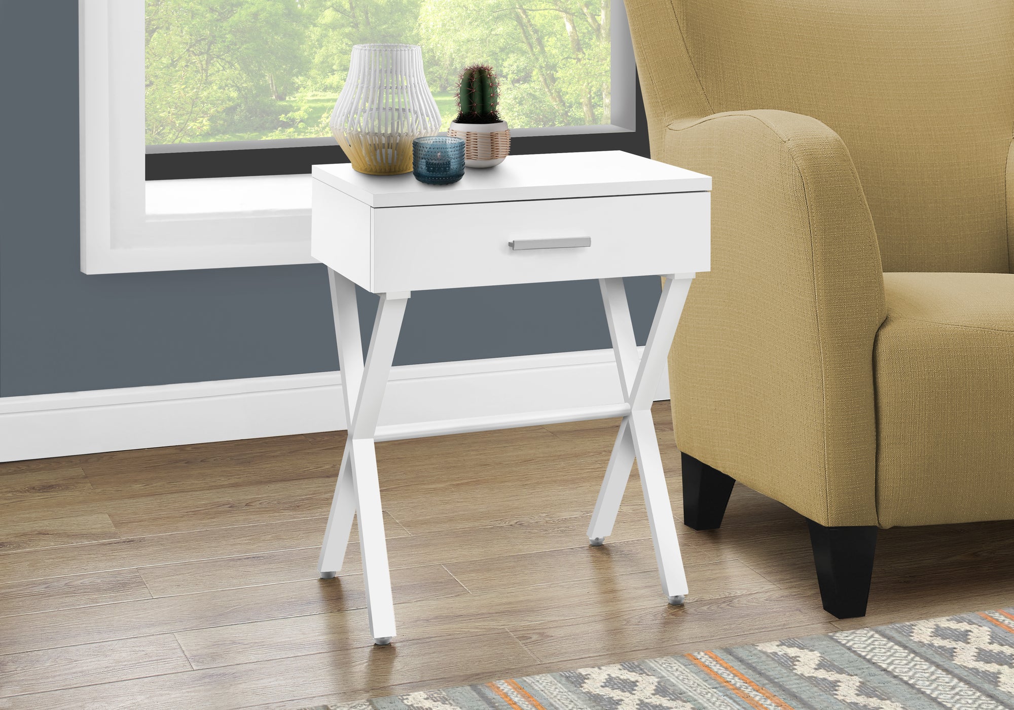 TABLE D'APPOINT - 24"H / BLANC / METAL BLANC 