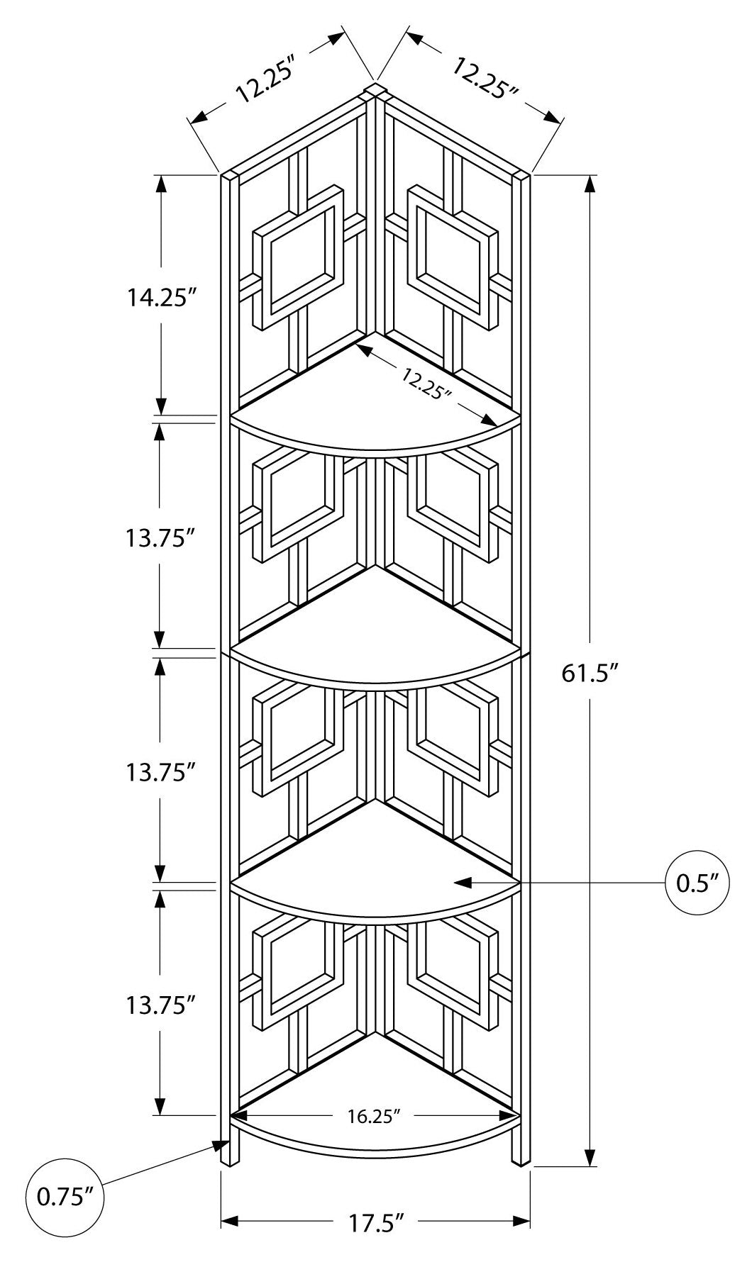 BIBLIOTHEQUE - 62"H / NOIR / ETAGERE EN COIN METAL NOIR 
