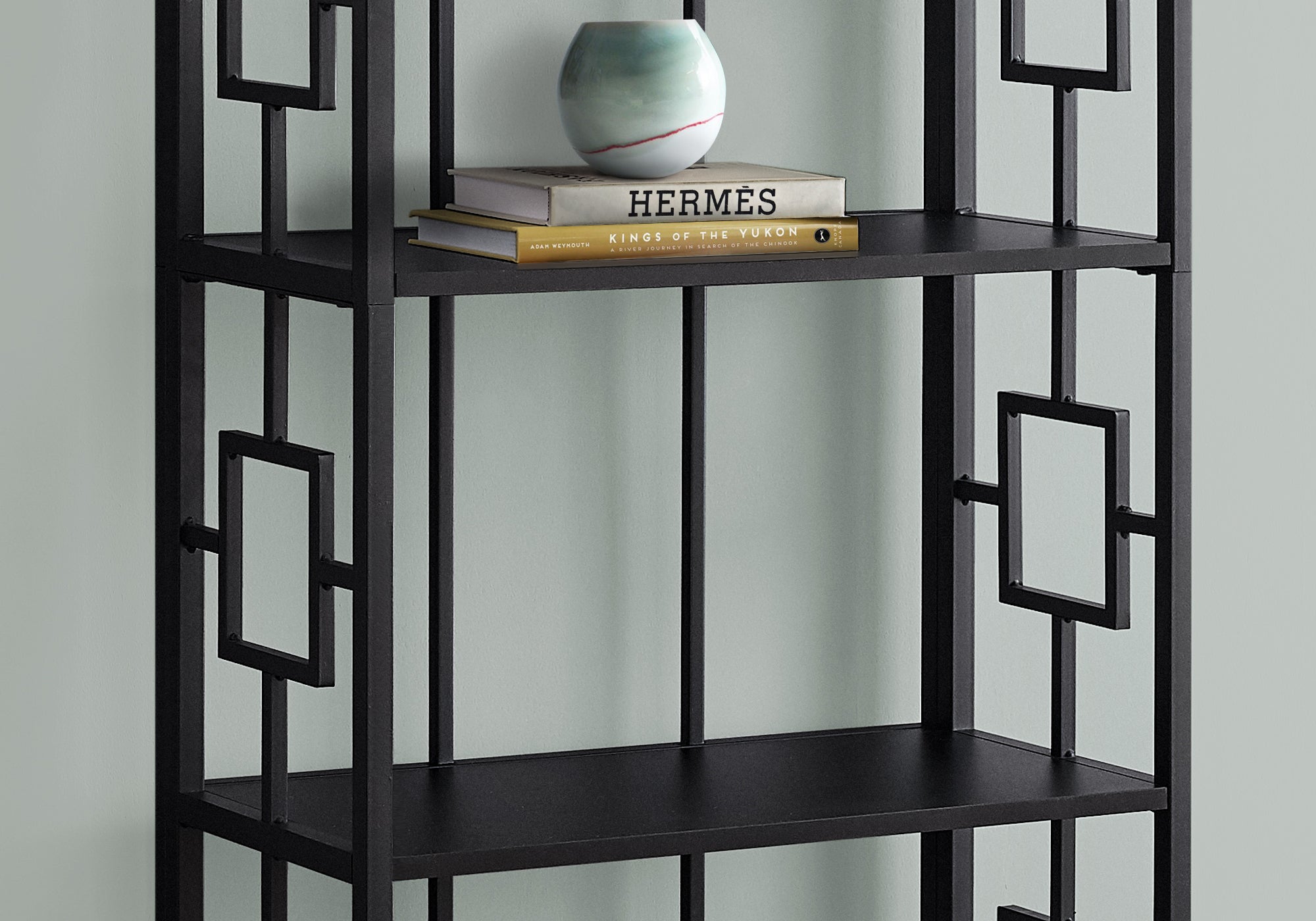 BIBLIOTHEQUE - 62"H / NOIR / ETAGERE METAL NOIR 