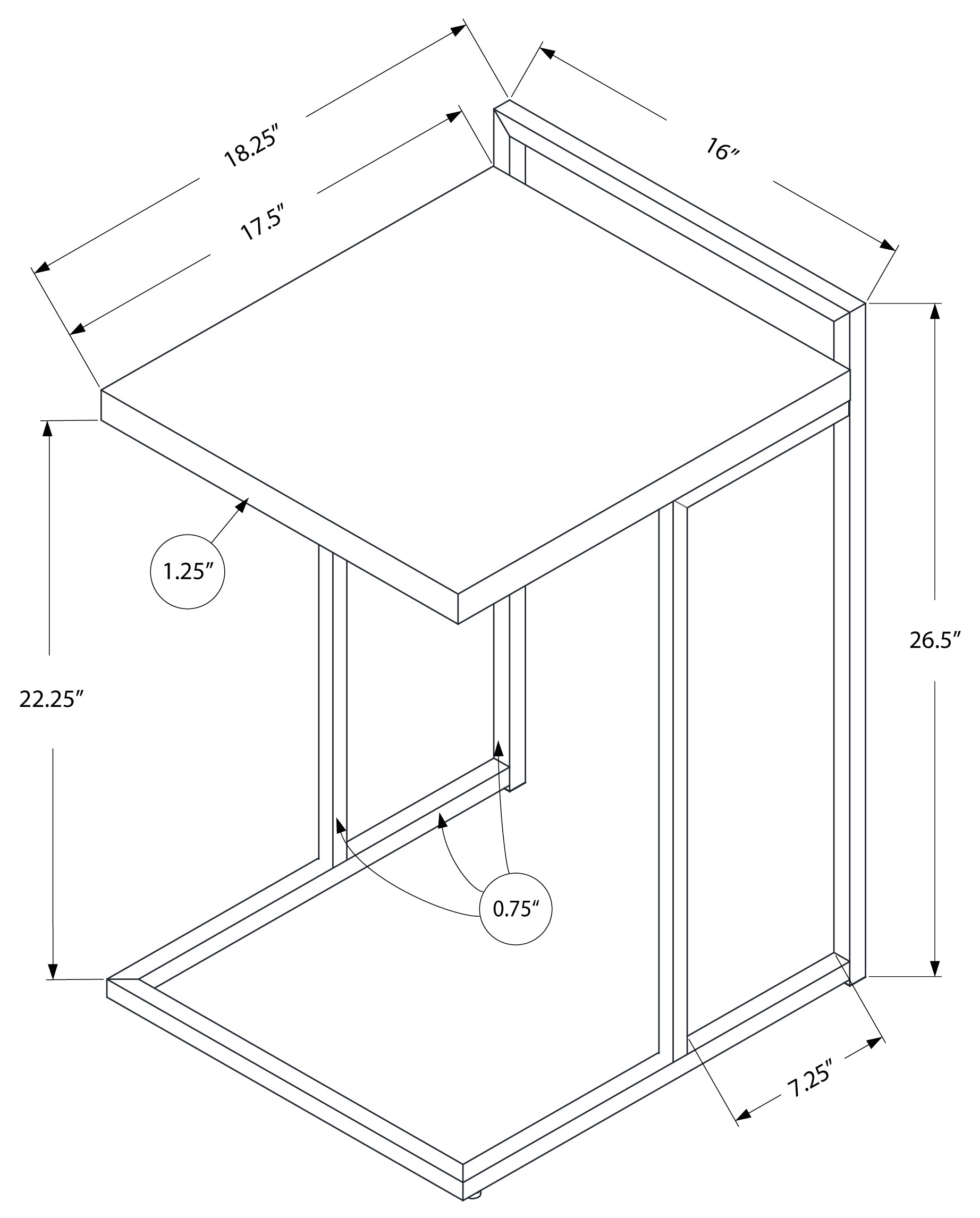 TABLE D'APPOINT - 25"H / BOIS DE RÉCUPÉRATION GRIS / MÉTAL NOIR 