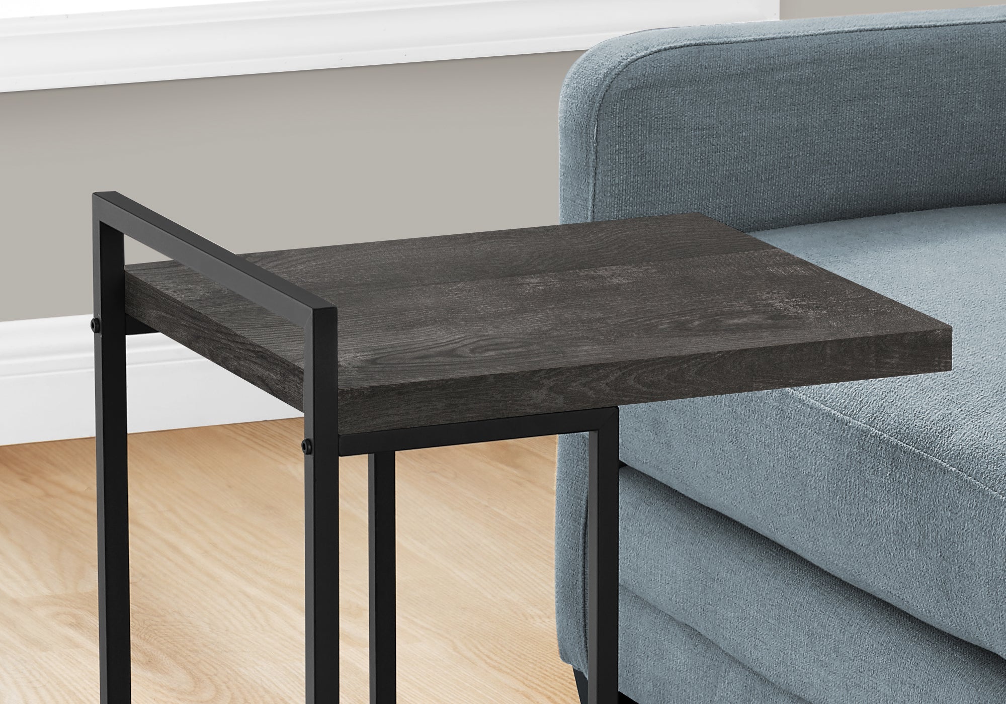 TABLE D'APPOINT - 25"H / BOIS RÉCUPÉRÉ NOIR / MÉTAL NOIR 