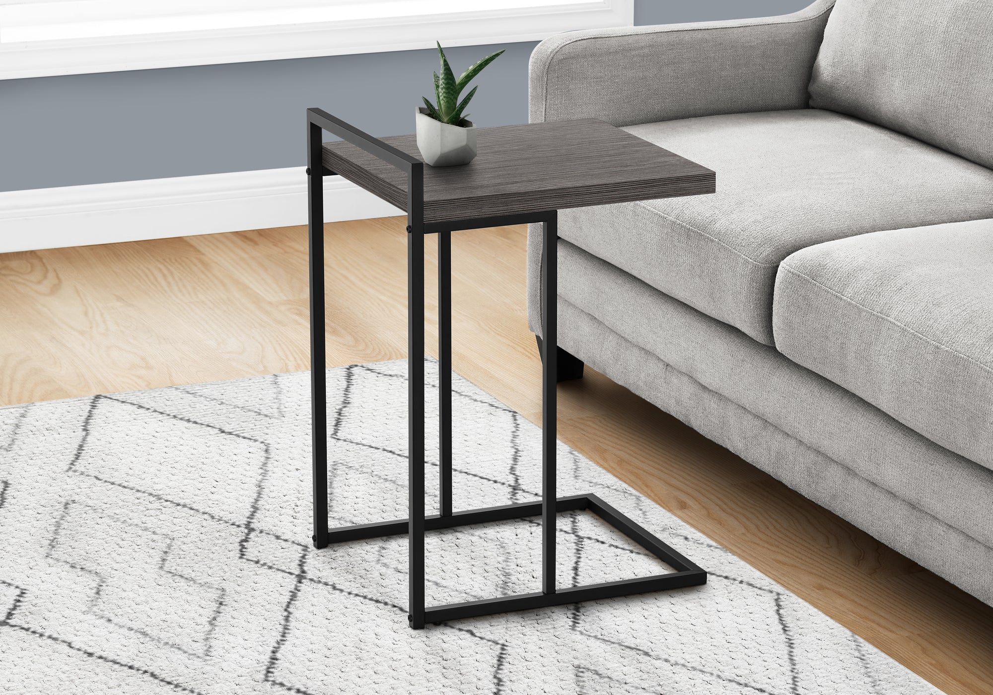 TABLE D'APPOINT - 25"H / GRIS / METAL NOIR 