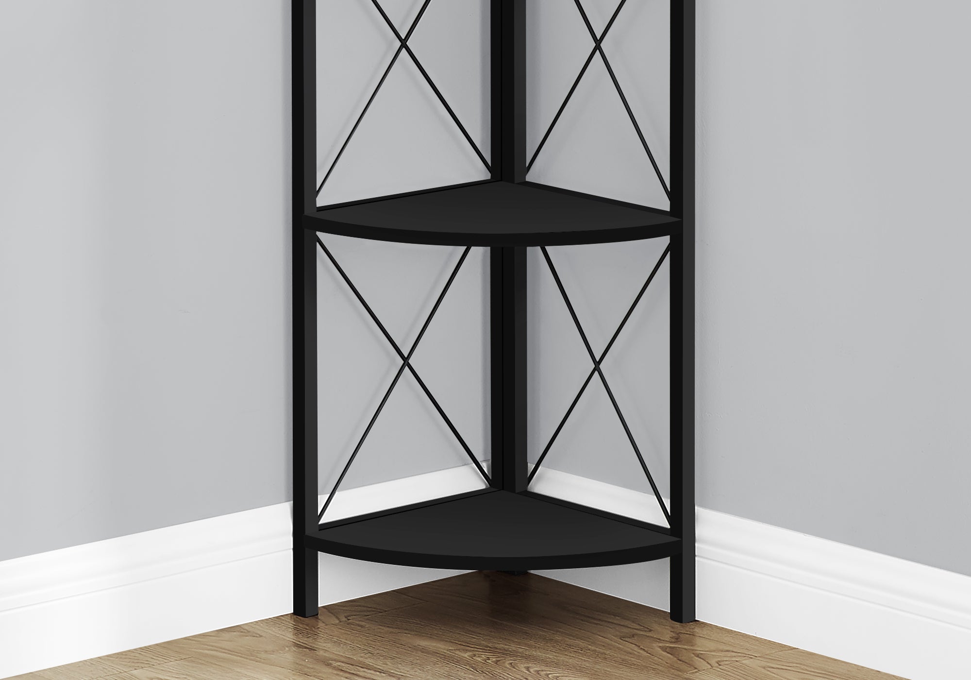 BIBLIOTHEQUE - 60"H / NOIR / ETAGERE EN COIN METAL NOIR 