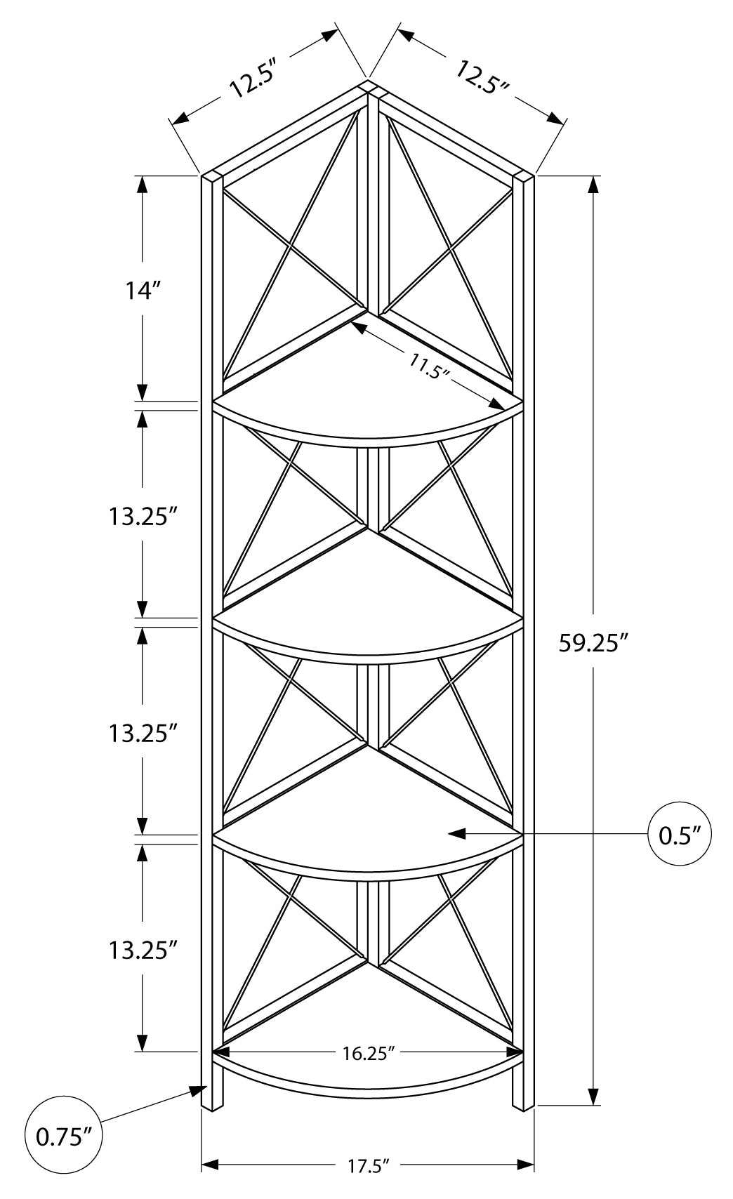 BIBLIOTHÈQUE - 60"H / MARBRE NOIR / COIN METAL NOIR 