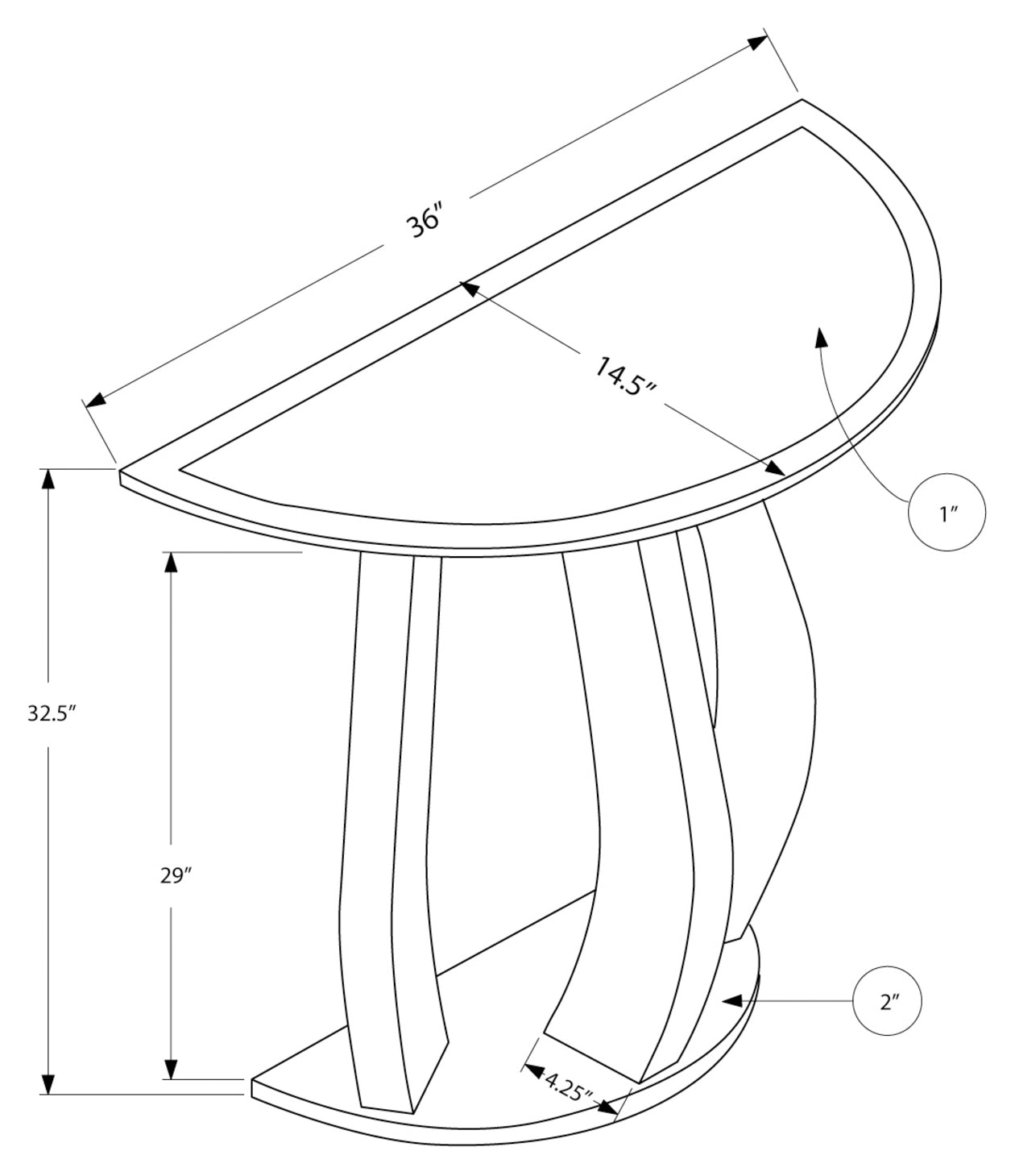 TABLE D'APPOINT - 36"L / ARGENT BROSSÉ / MIROIR 