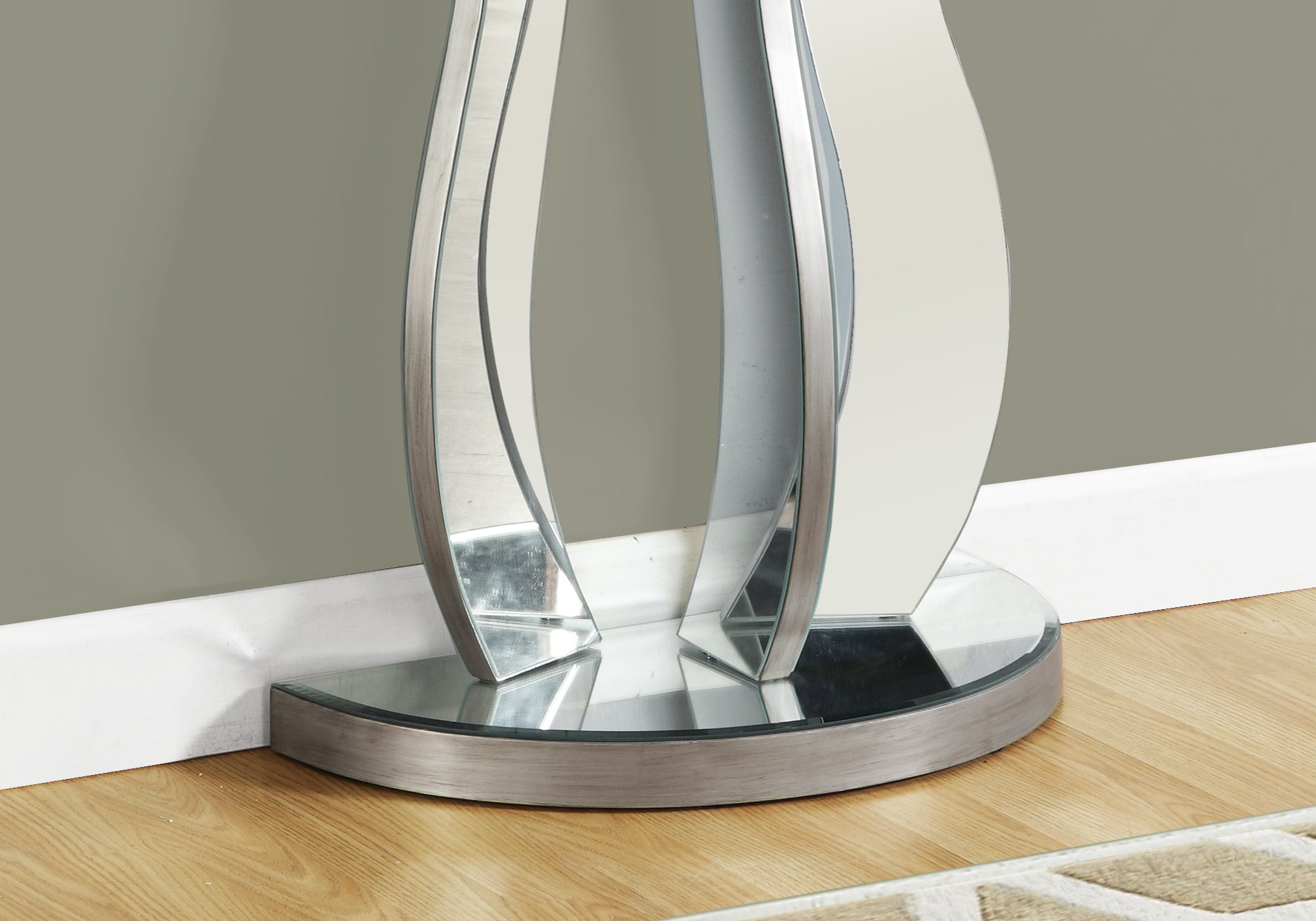 TABLE D'APPOINT - 36"L / ARGENT BROSSÉ / MIROIR 