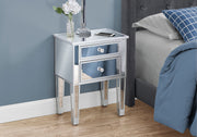 TABLE D'APPOINT - 25"H / MIROIR / ARGENT AVEC RANGEMENT 