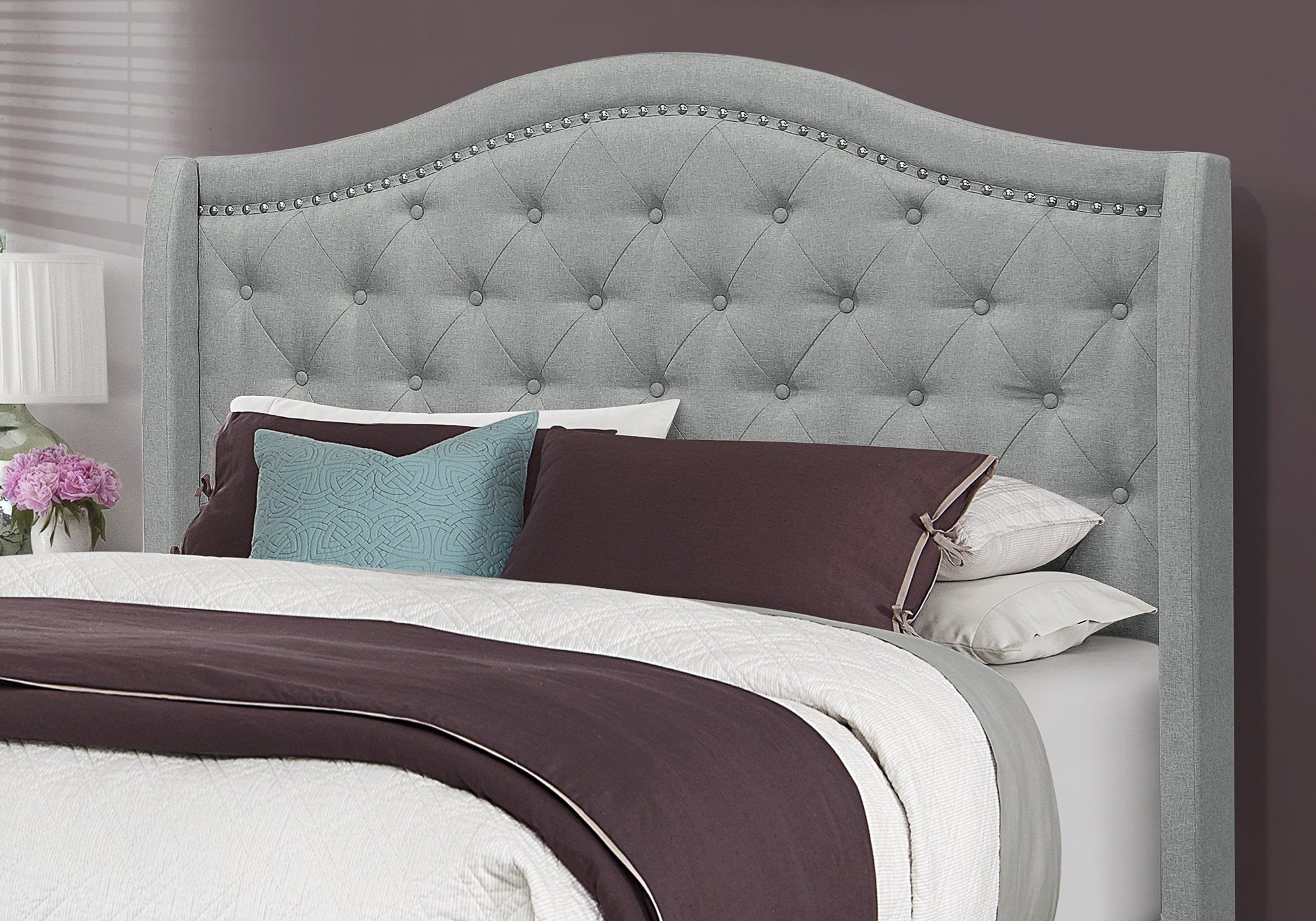 LIT - GRAND LIT / LIN GRIS AVEC BORDURE CHROME 