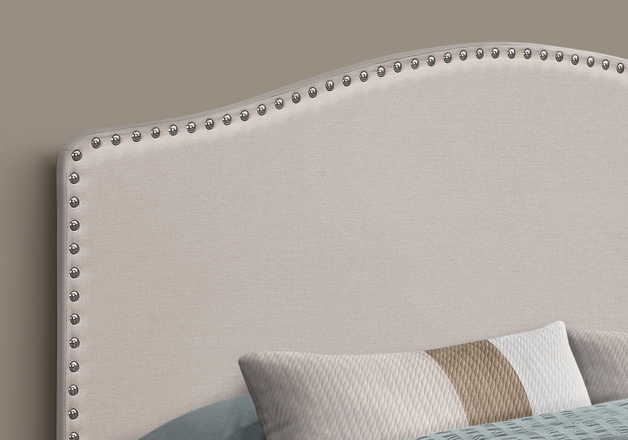 LIT - GRAND LIT / TÊTE DE LIT EN LIN BEIGE SEULEMENT