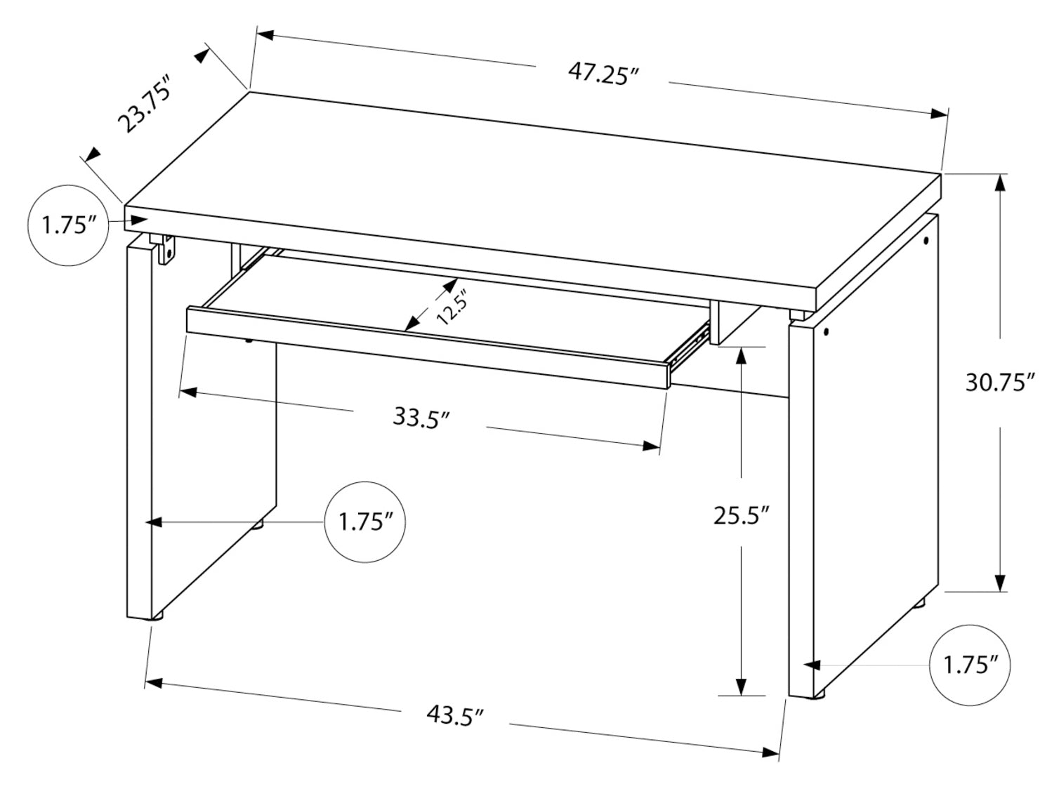 BUREAU D'ORDINATEUR - 48"L / ESPRESSO 