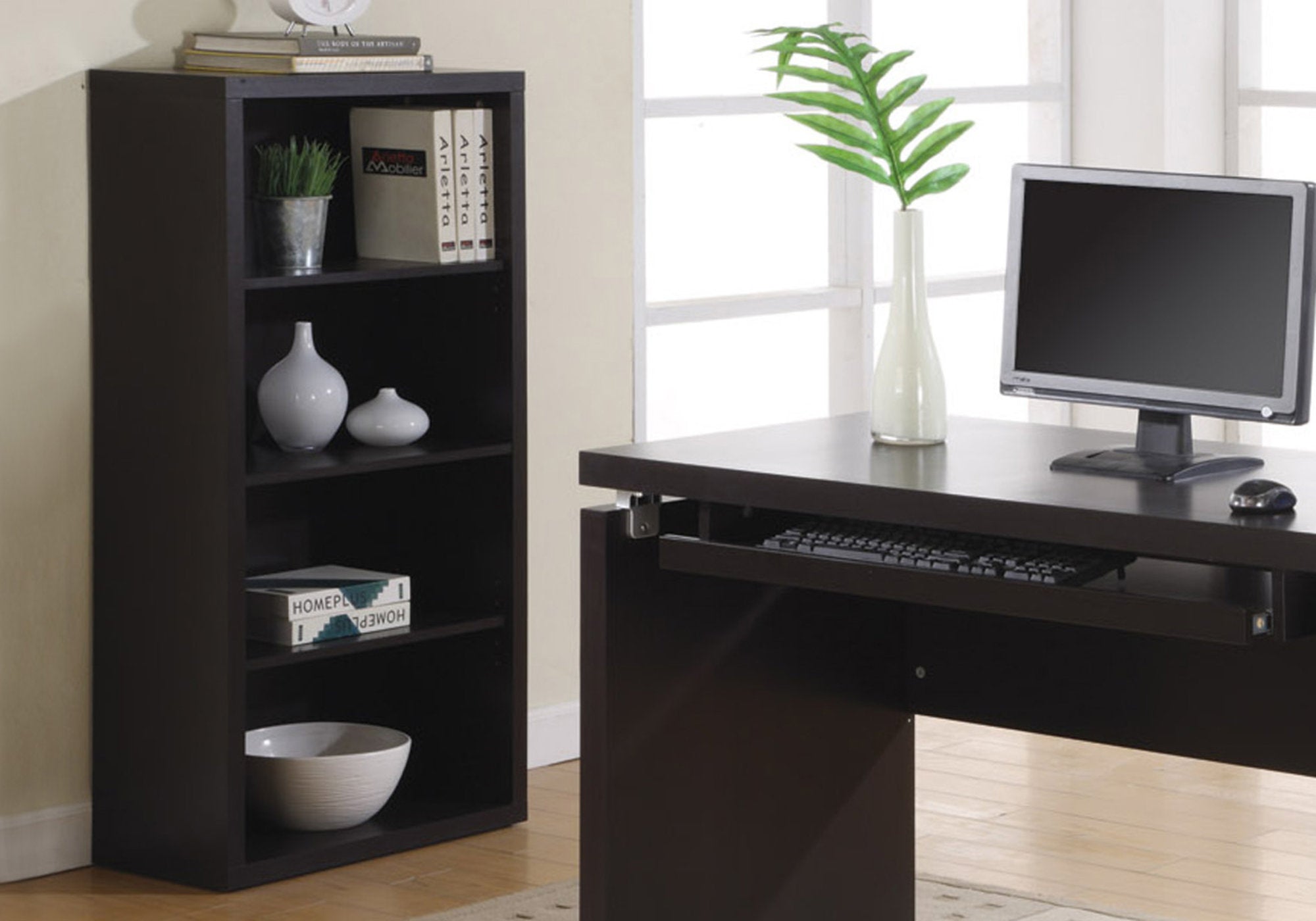 BIBLIOTHEQUE - 48"H / ESPRESSO AVEC TABLETTES AJUSTABLES