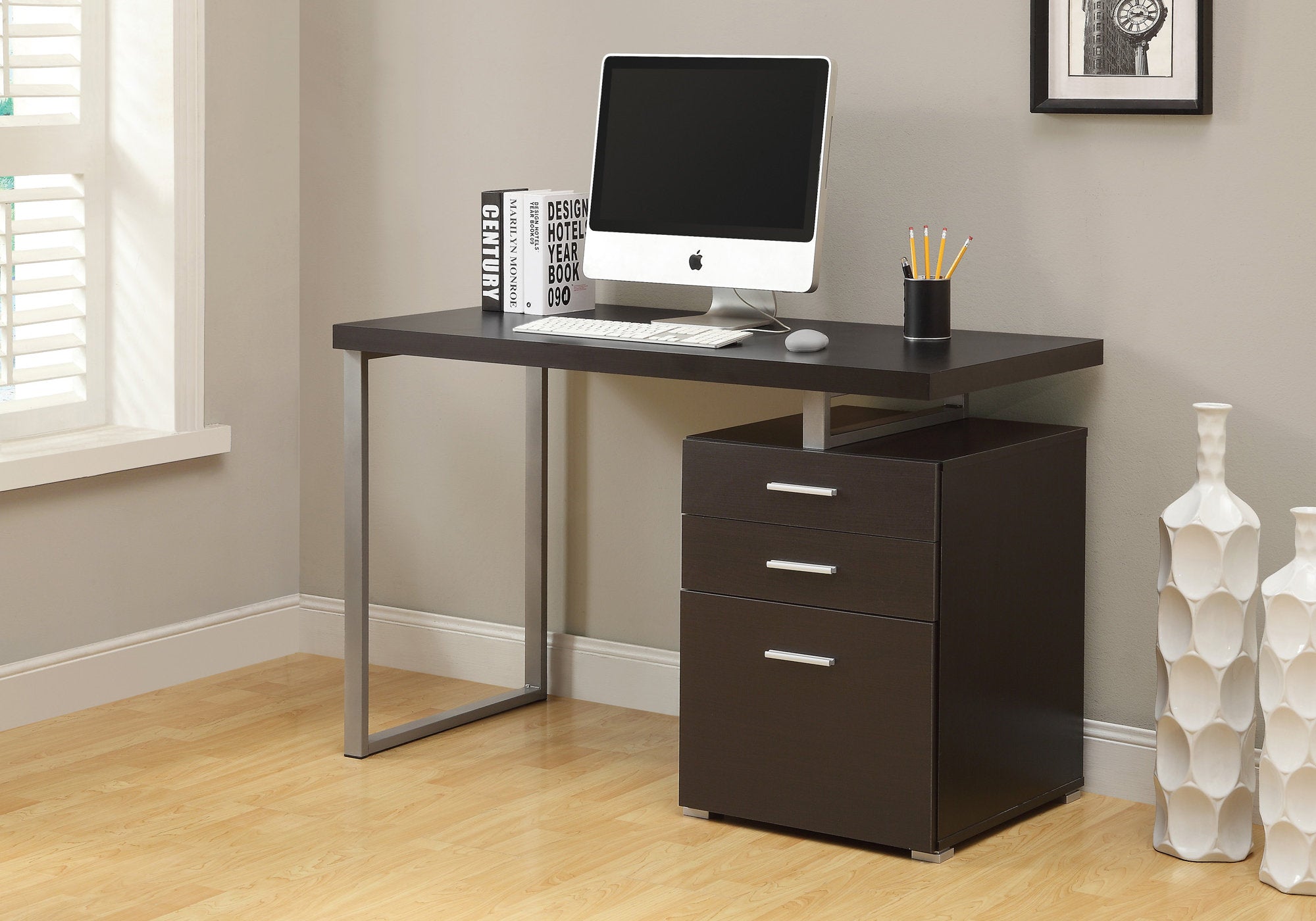 BUREAU D'ORDINATEUR - 48"L / ESPRESSO ORIENTATION GAUCHE OU DROITE 