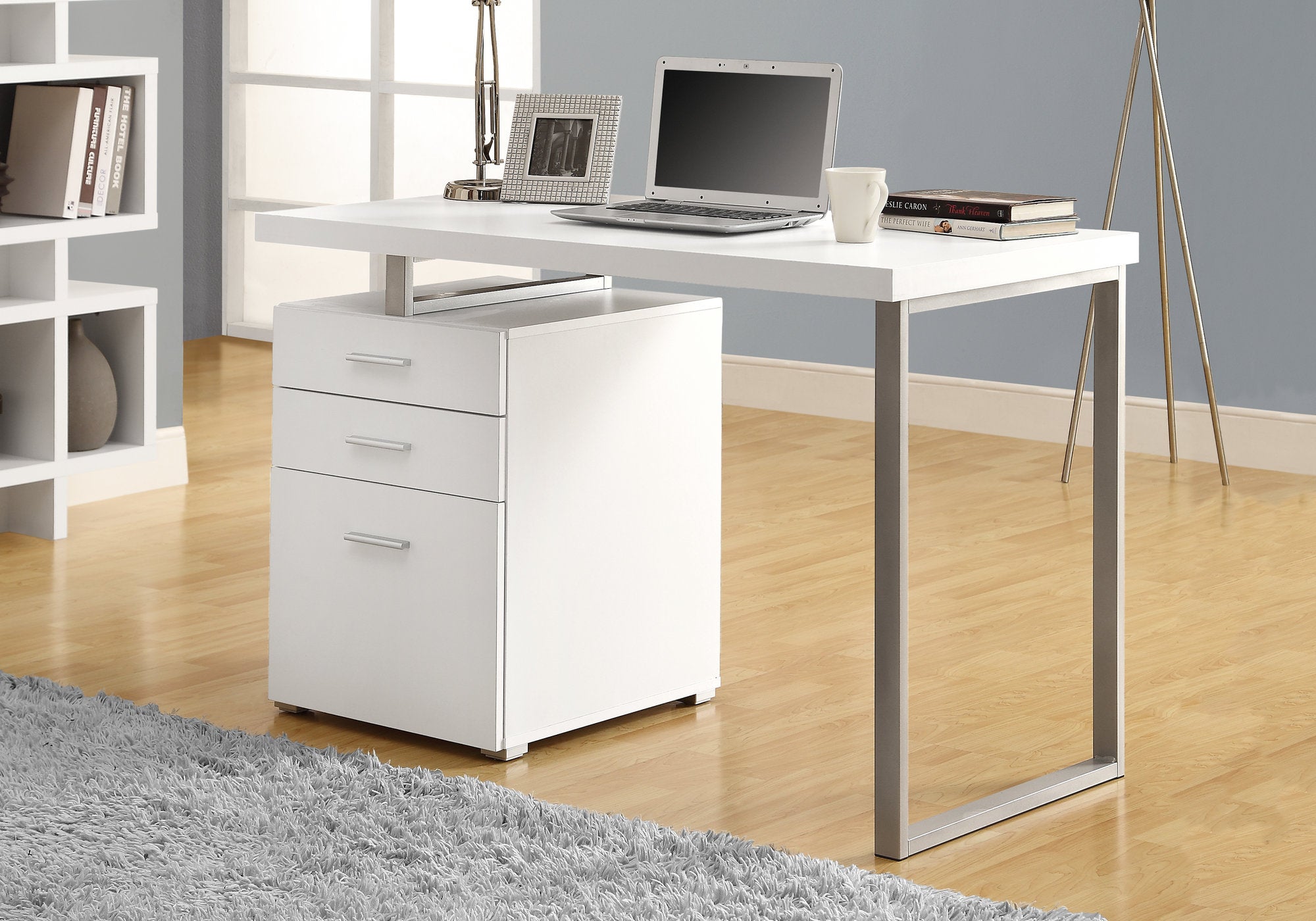 BUREAU D'ORDINATEUR - 48"L / BLANC ORIENTATION GAUCHE OU DROITE 