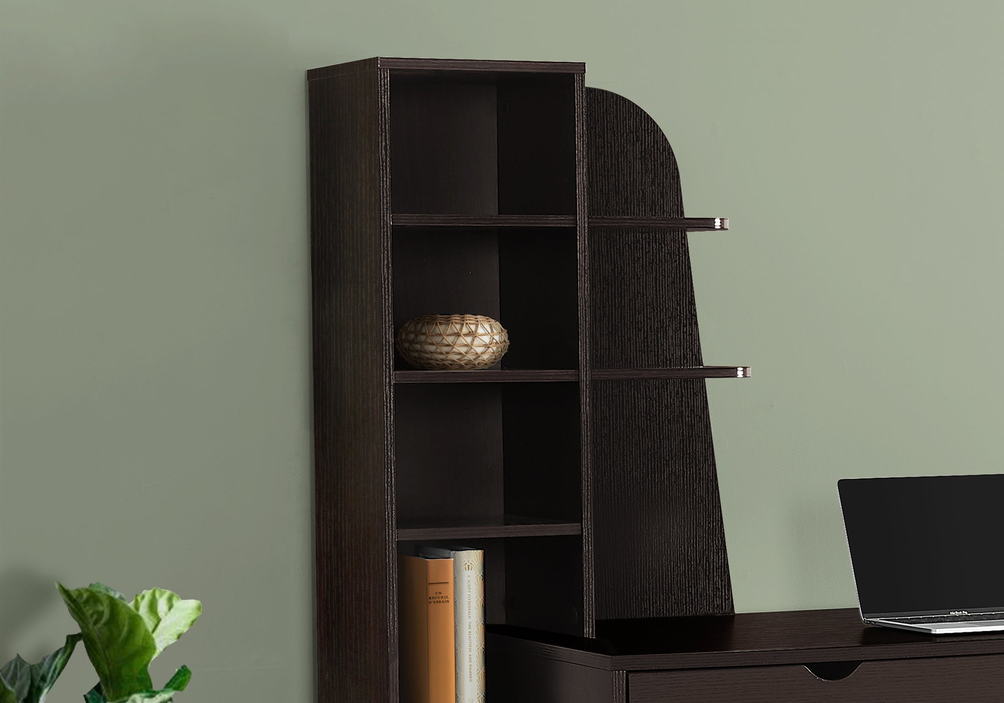 BUREAU D'ORDINATEUR - 55"L / ESPRESSO AVEC BIBLIOTHÈQUE 