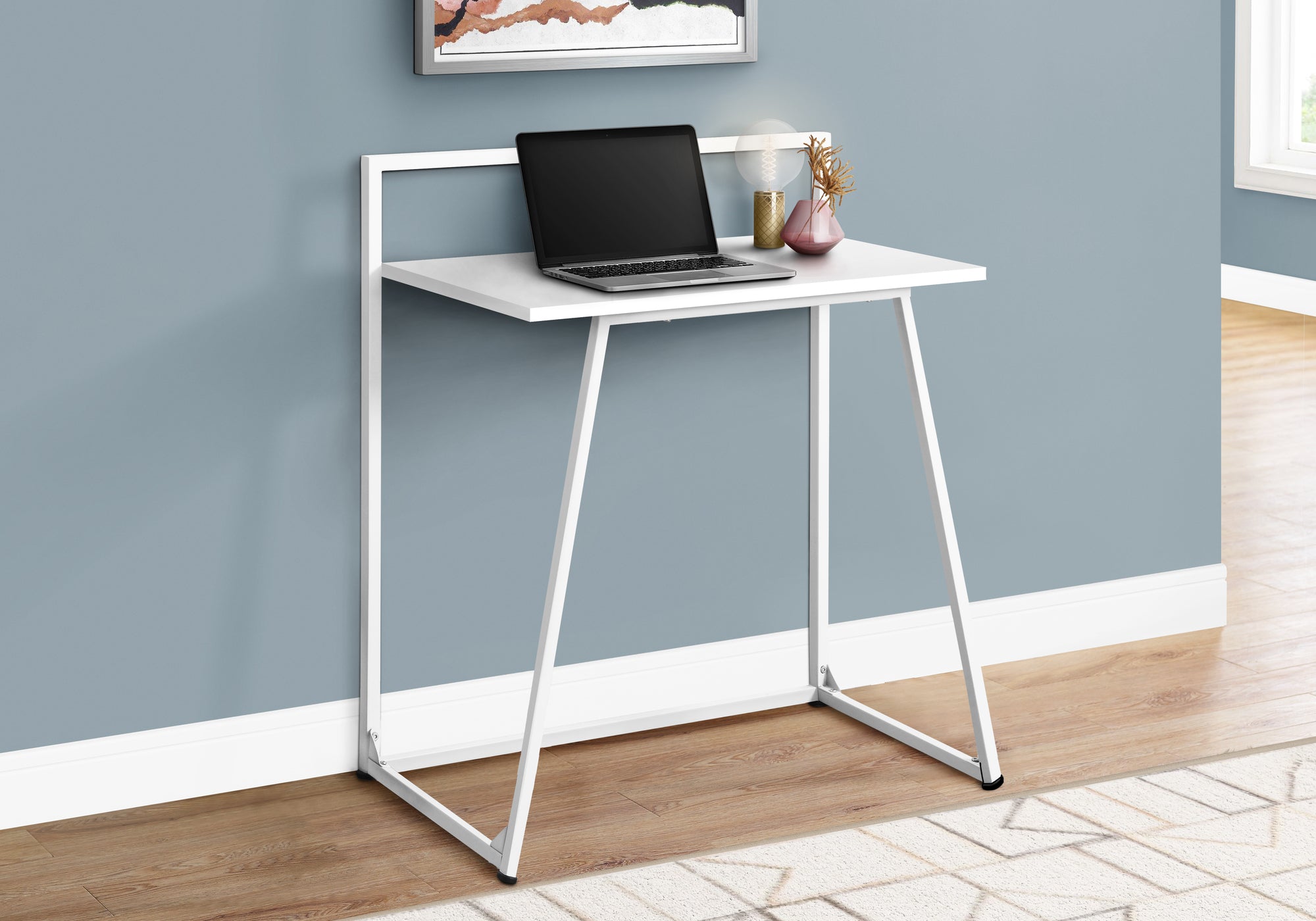 BUREAU D'ORDINATEUR - 30"L / BLANC JUVÉNILE / MÉTAL BLANC 