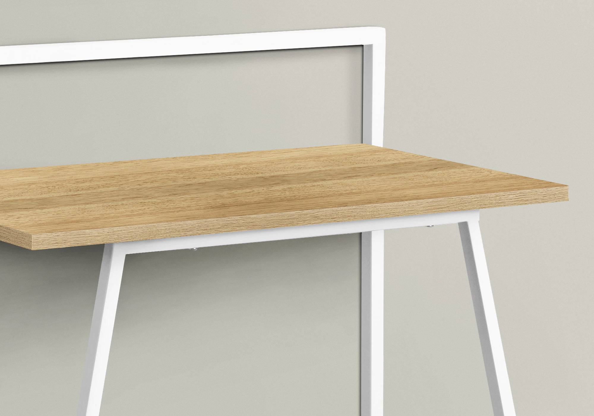 BUREAU D'ORDINATEUR - 30"L / NATUREL JUVÉNILE / MÉTAL BLANC 