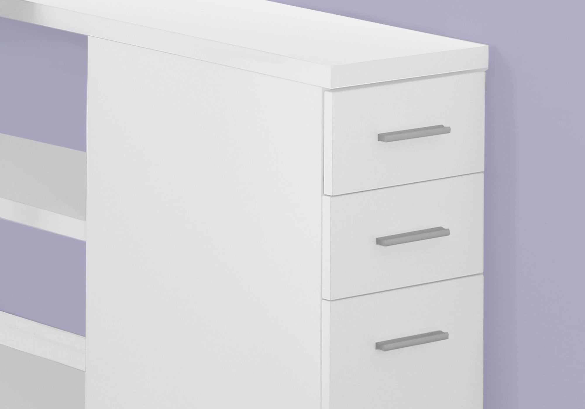 BUREAU D'ORDINATEUR - COIN TAUPE FONCÉ AVEC VERRE TREMPÉ 