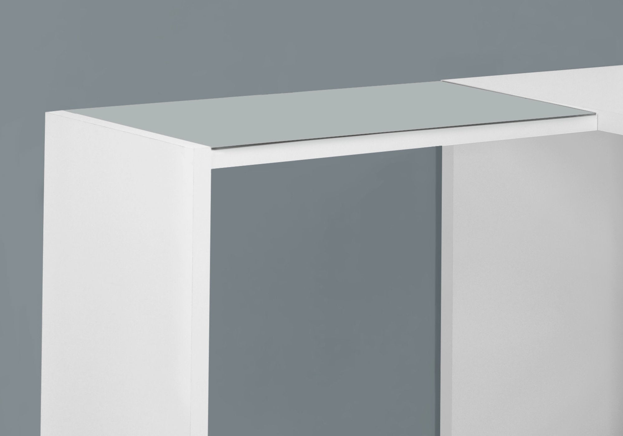 BUREAU D'ORDINATEUR - COIN BLANC AVEC VERRE TREMPÉ 