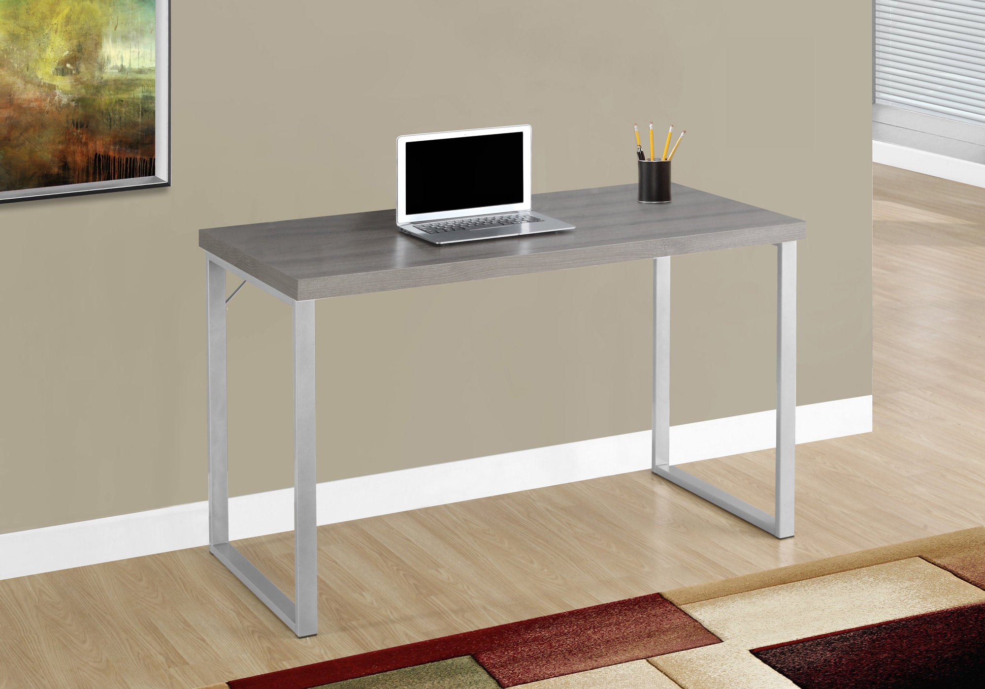 BUREAU D'ORDINATEUR - 48"L / TAUPE FONCE / METAL ARGENT 