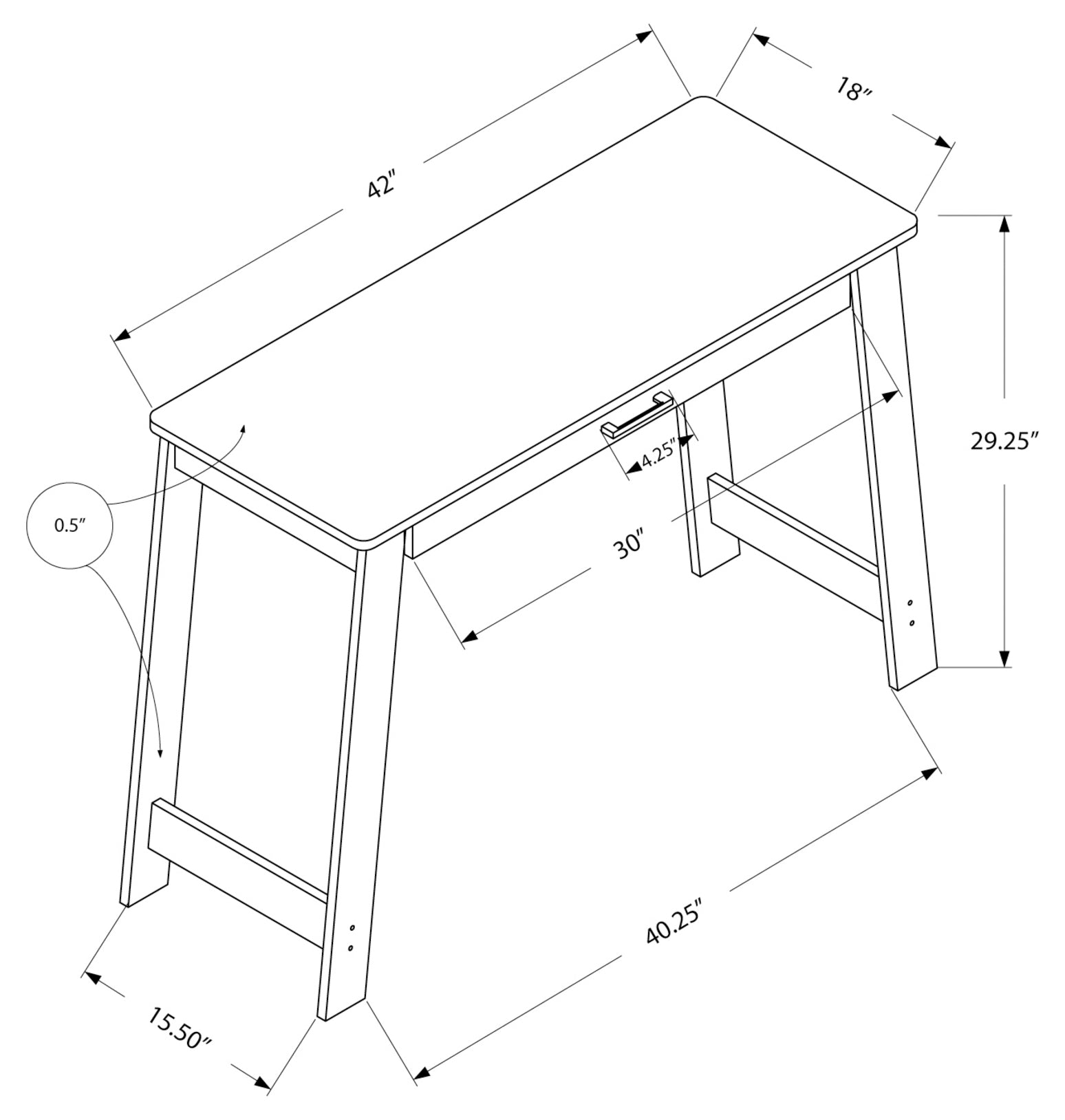 BUREAU D'ORDINATEUR - 42"L / TAUPE FONCÉ AVEC UN TIROIR DE RANGEMENT 