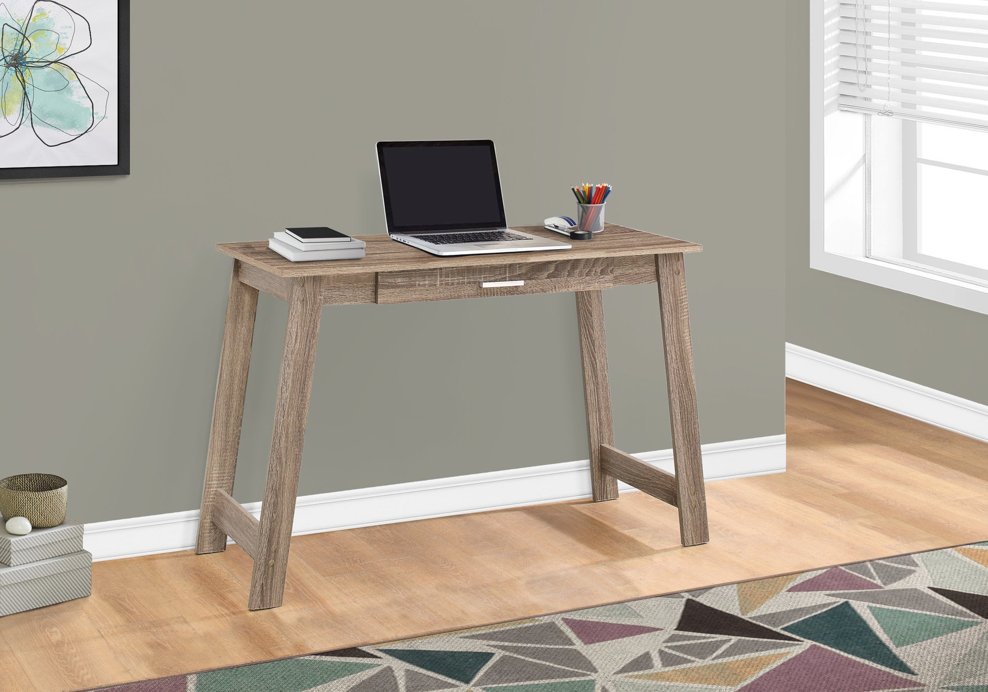 BUREAU D'ORDINATEUR - 42"L / TAUPE FONCÉ AVEC UN TIROIR DE RANGEMENT 