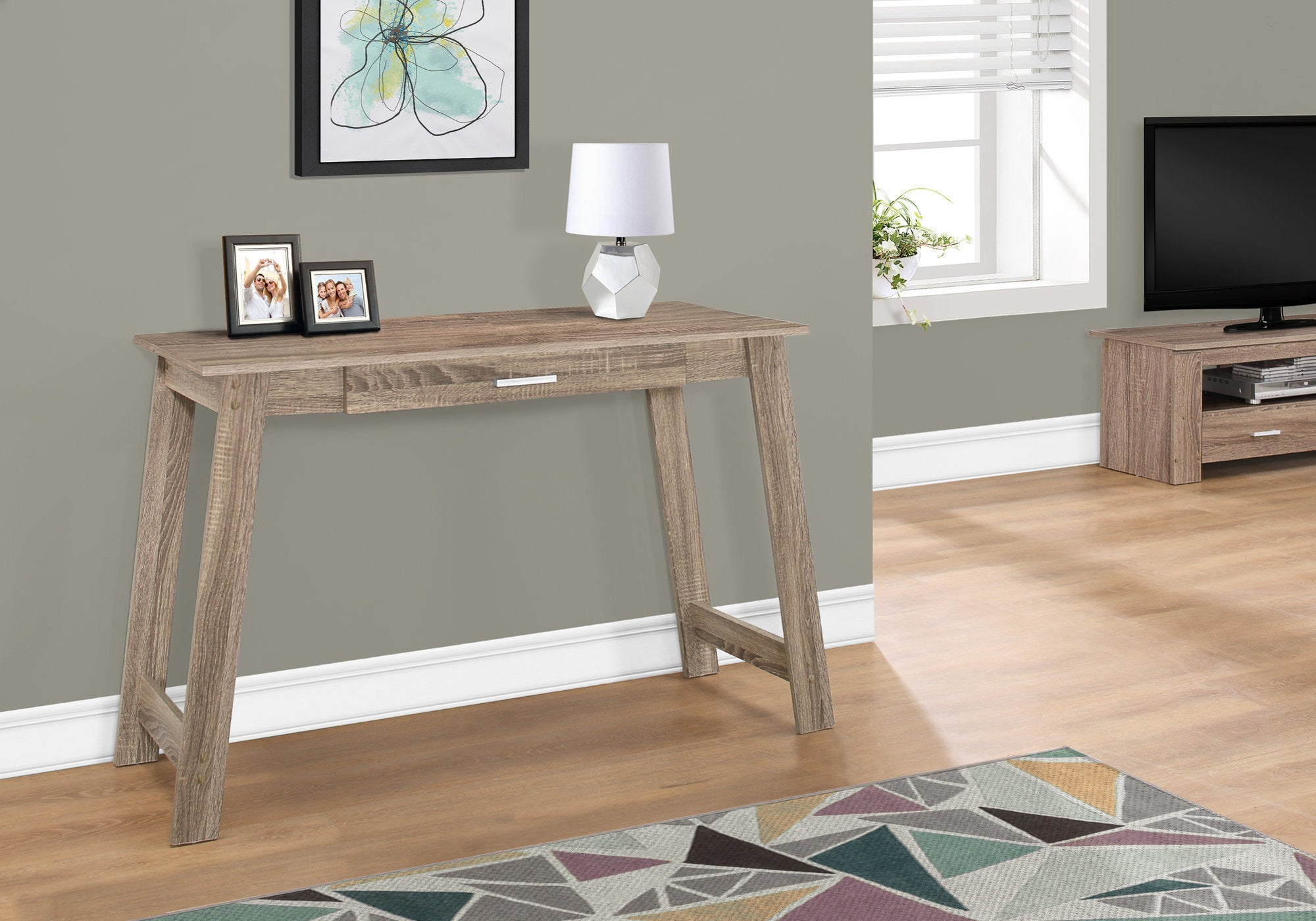 BUREAU D'ORDINATEUR - 42"L / TAUPE FONCÉ AVEC UN TIROIR DE RANGEMENT 