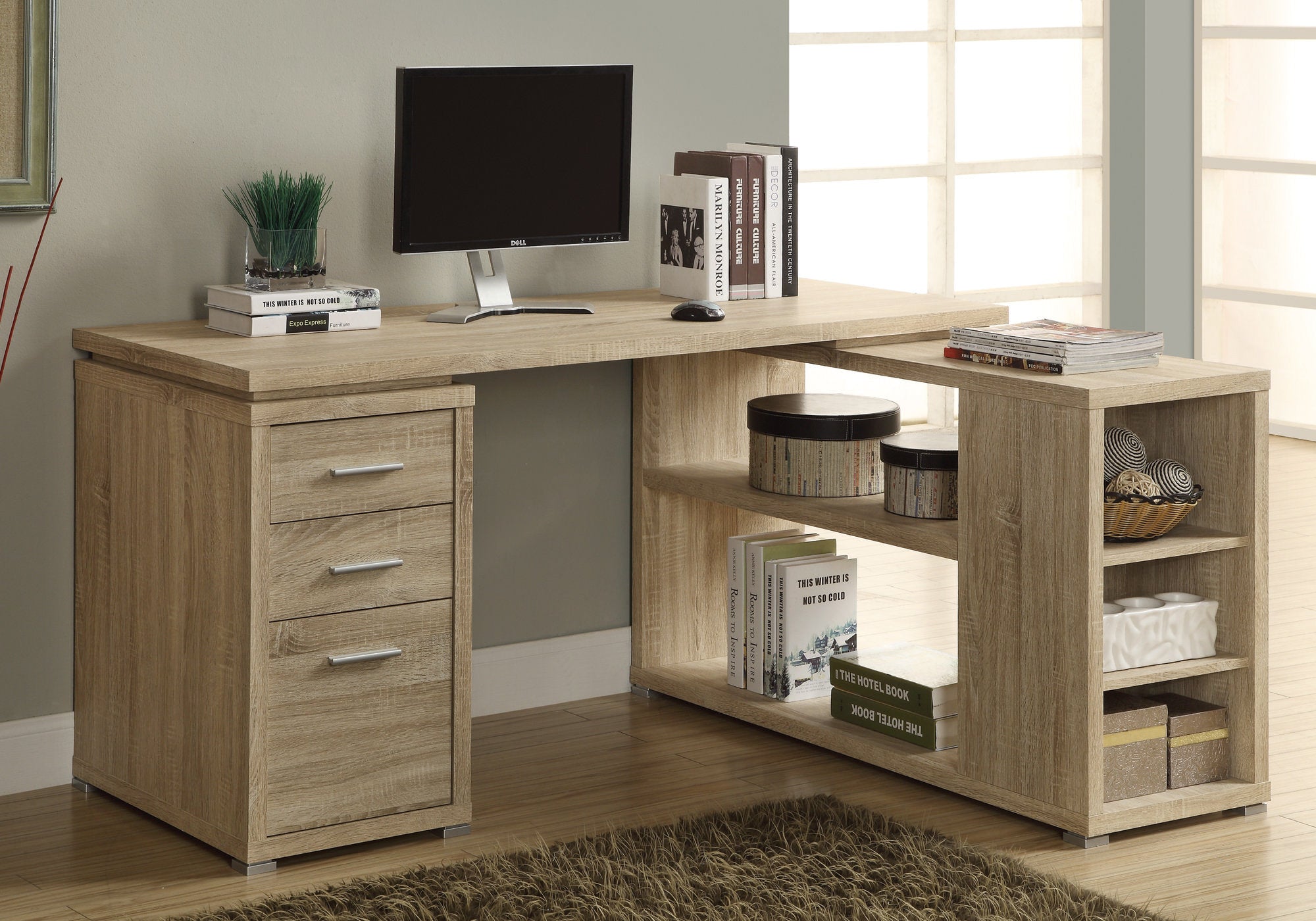 BUREAU D'ORDINATEUR - COIN GAUCHE OU DROIT NATUREL 