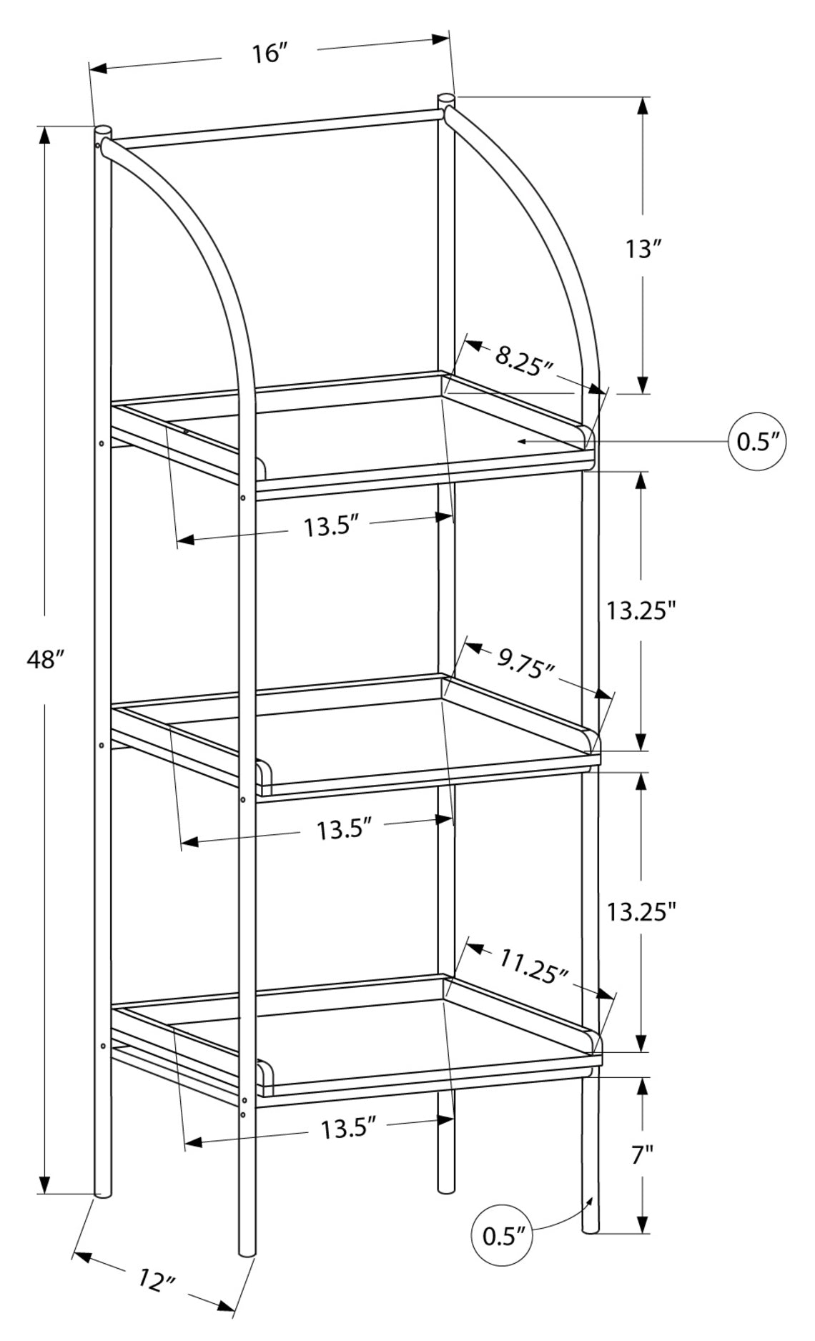 BIBLIOTHÈQUE - 48"H / TAUPE FONCE / METAL NOIR 