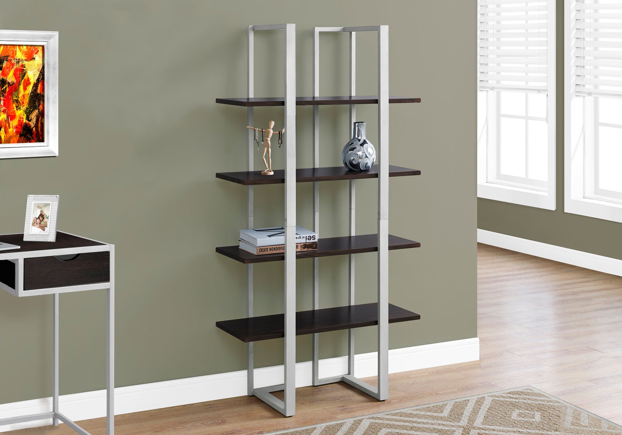 BIBLIOTHEQUE - 60"H / ESPRESSO / METAL ARGENT