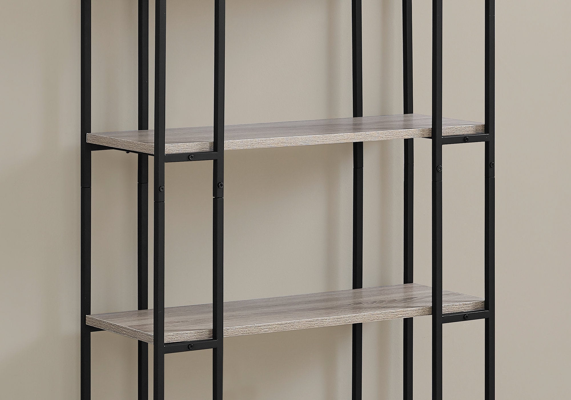 BIBLIOTHEQUE - 60"H / TAUPE FONCE / METAL NOIR