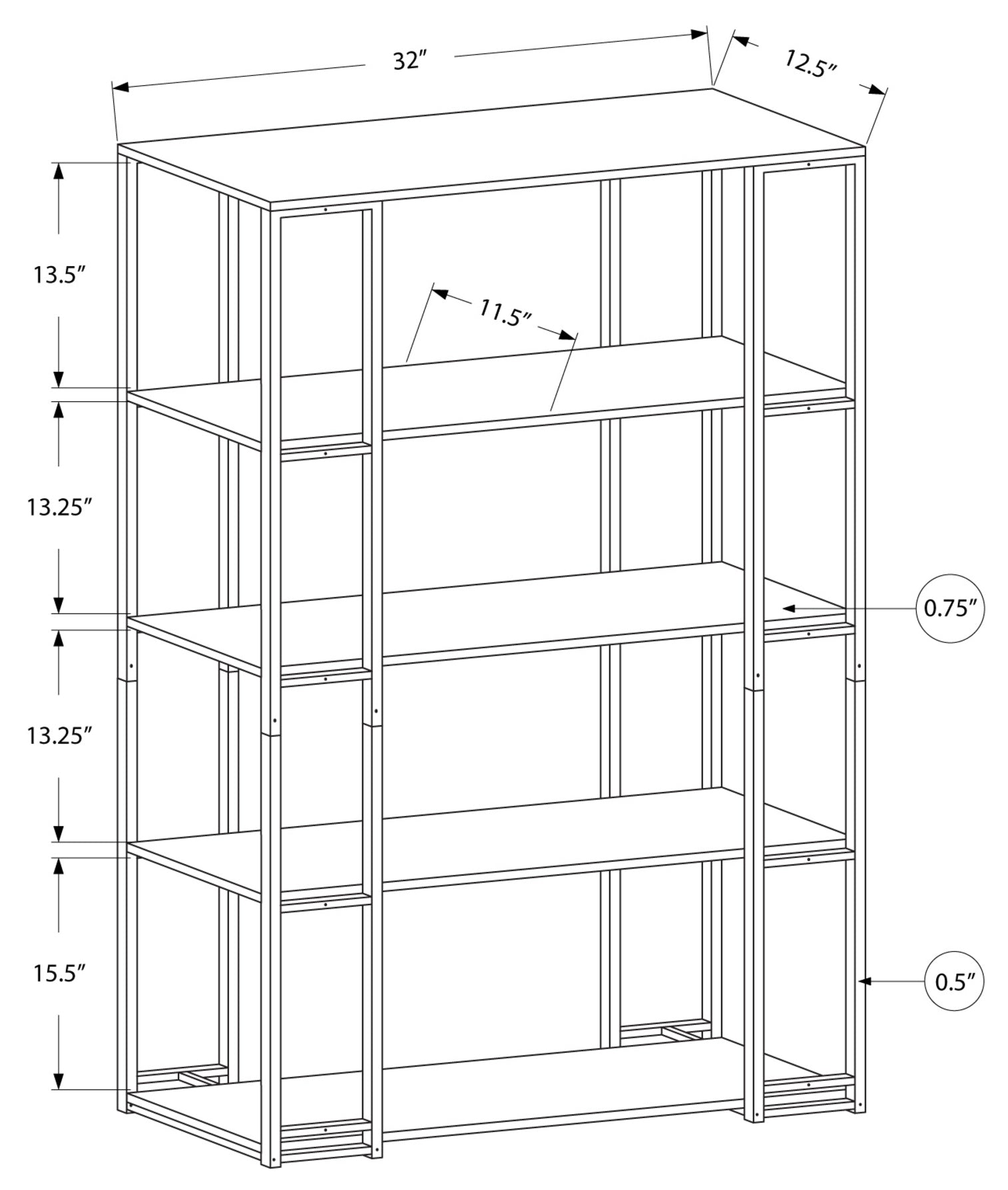 BIBLIOTHEQUE - 60"H / ESPRESSO / METAL ARGENT