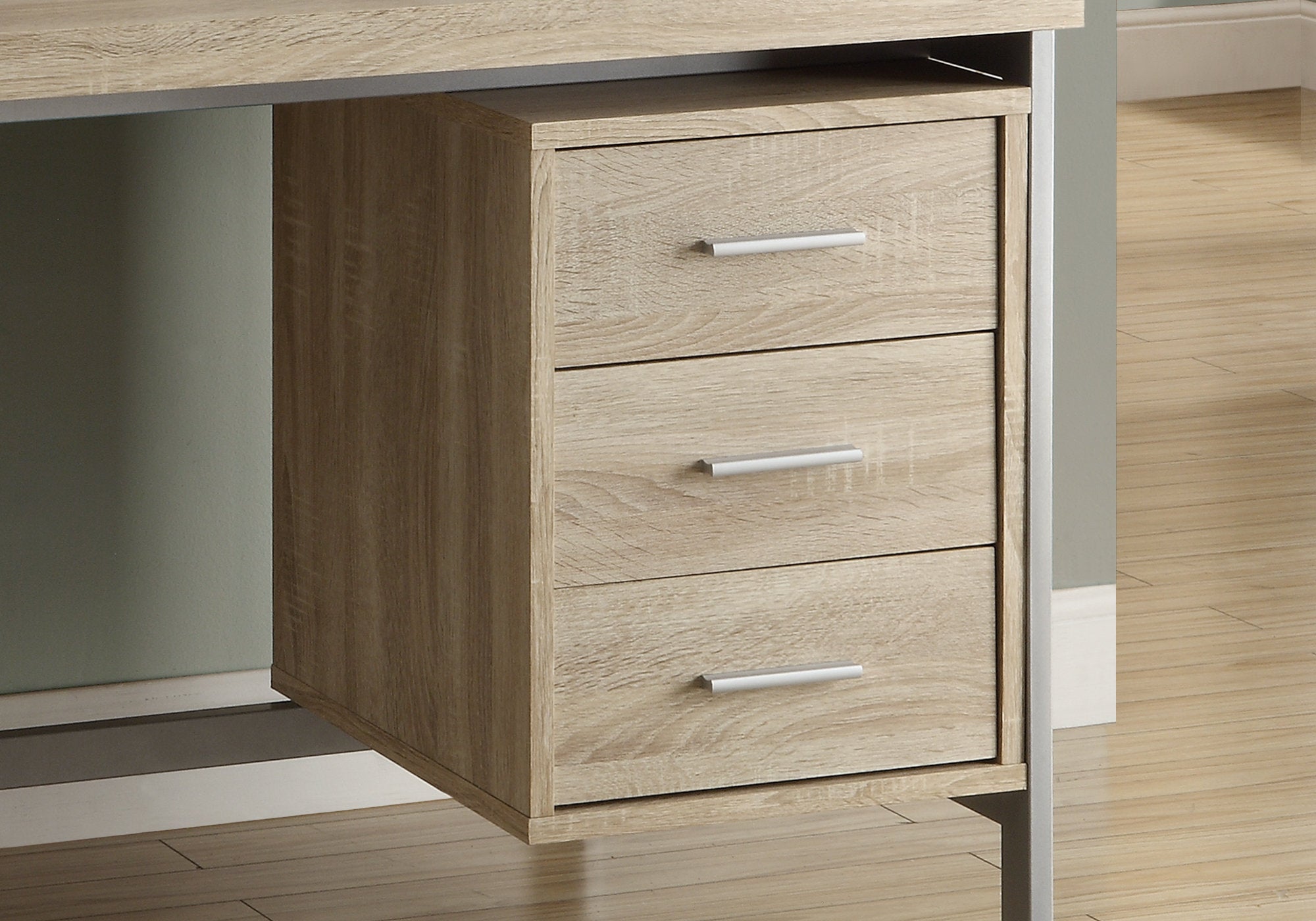 BUREAU D'ORDINATEUR - 60"L / NATUREL AVEC METAL ARGENT 
