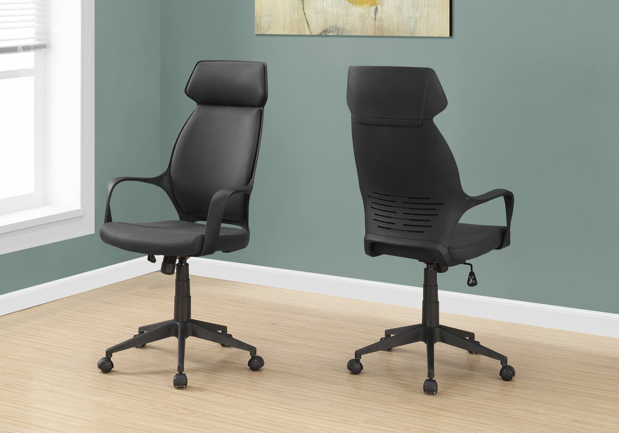 CHAISE DE BUREAU - MICROFIBRE NOIRE / DOSSIER HAUT EXECUTIVE 