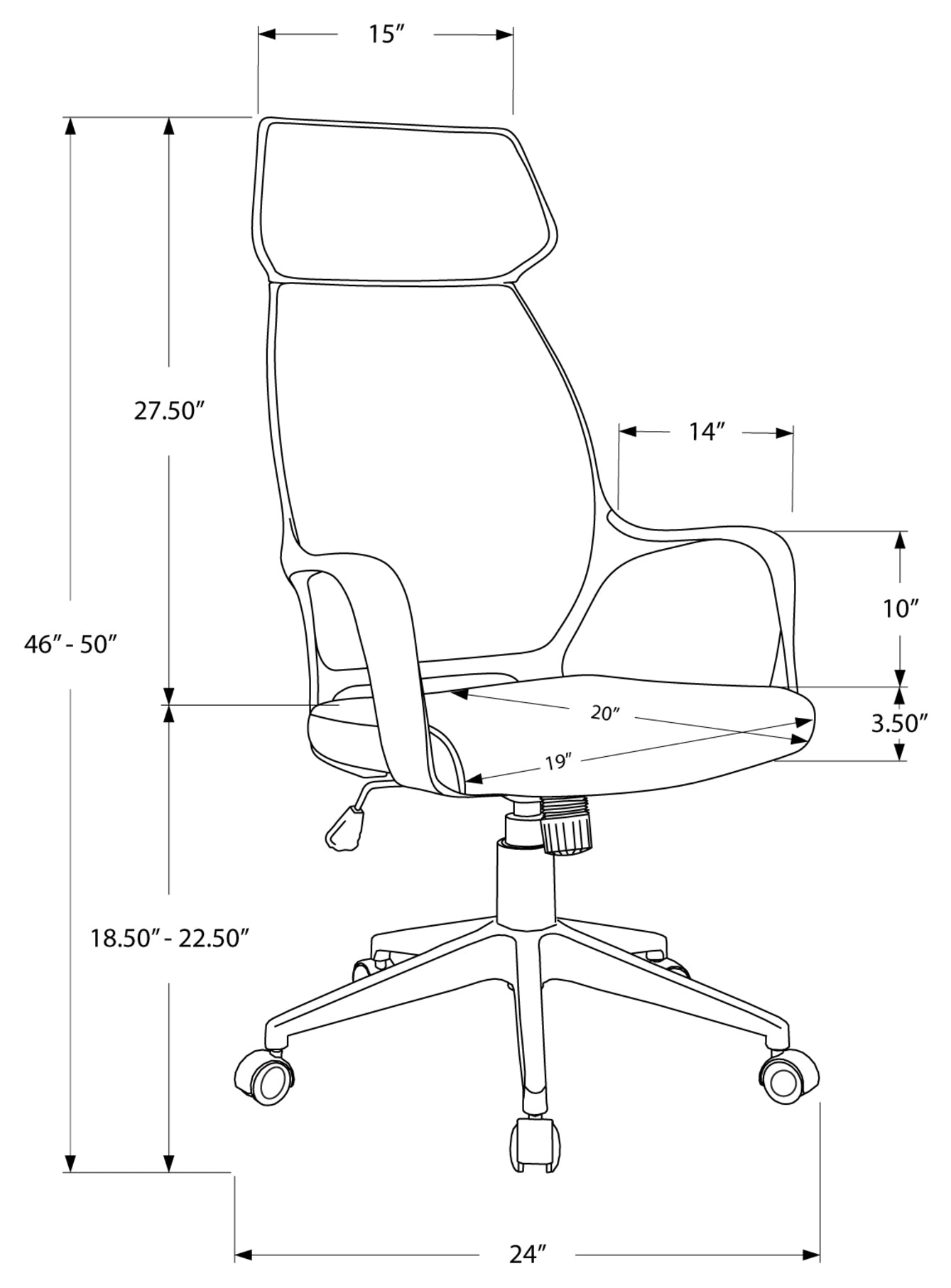 CHAISE DE BUREAU - MICROFIBRE GRIS / DOSSIER HAUT EXECUTIVE 