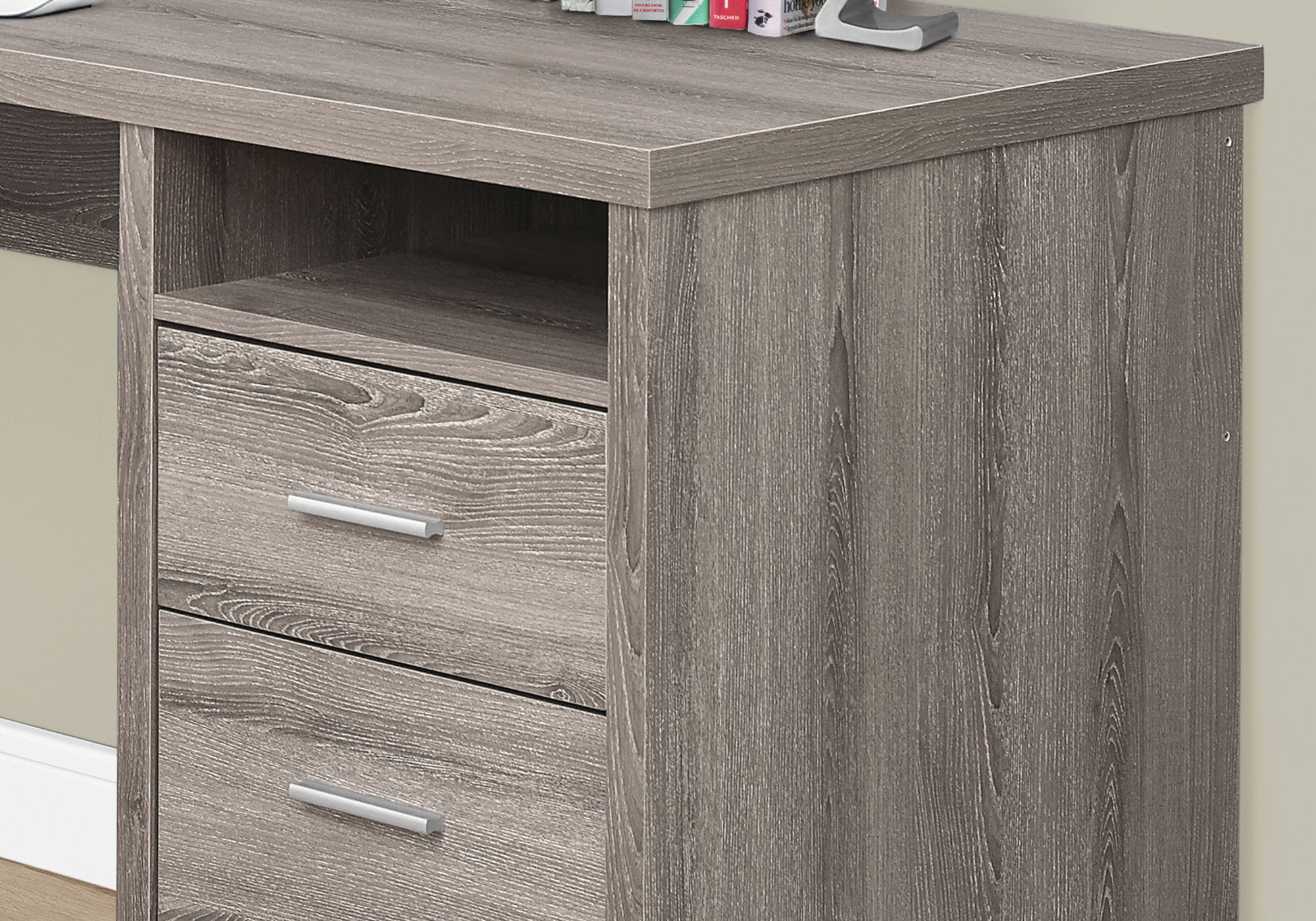 BUREAU D'ORDINATEUR - 80"L / TAUPE FONCÉ ORIENTATION GAUCHE OU DROITE 
