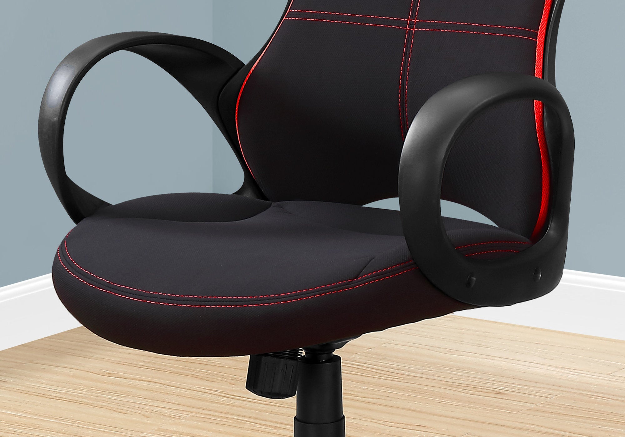 CHAISE DE BUREAU - NOIR / TISSU ROUGE / MULTI POSITIONS