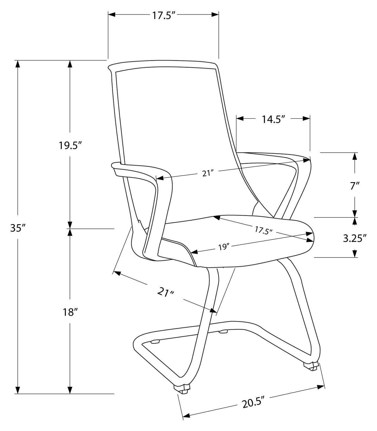 CHAISE DE BUREAU - 2PCS / INVITÉ MESH NOIR MI-DOSSIER 