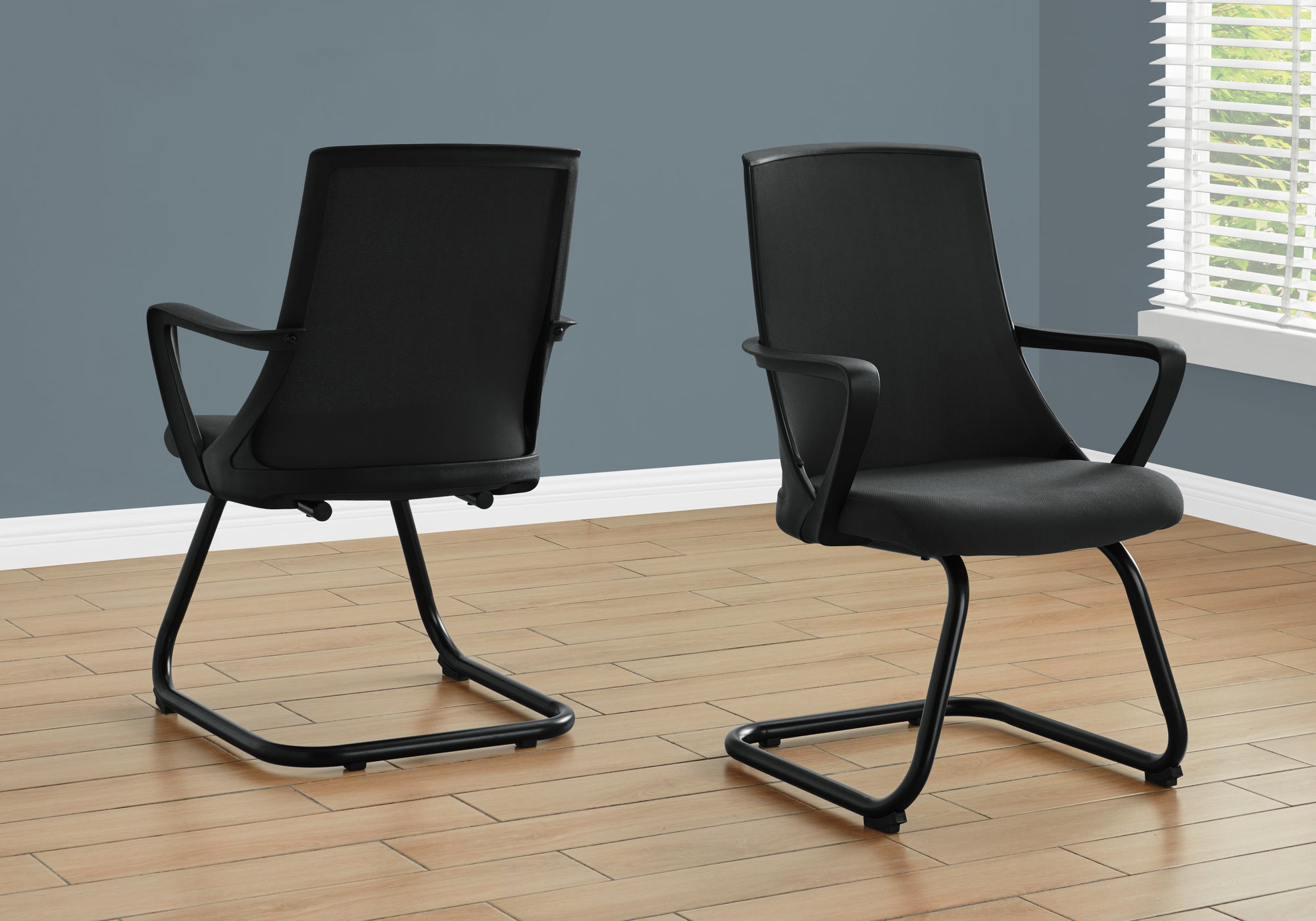 CHAISE DE BUREAU - 2PCS / INVITÉ MESH NOIR MI-DOSSIER 