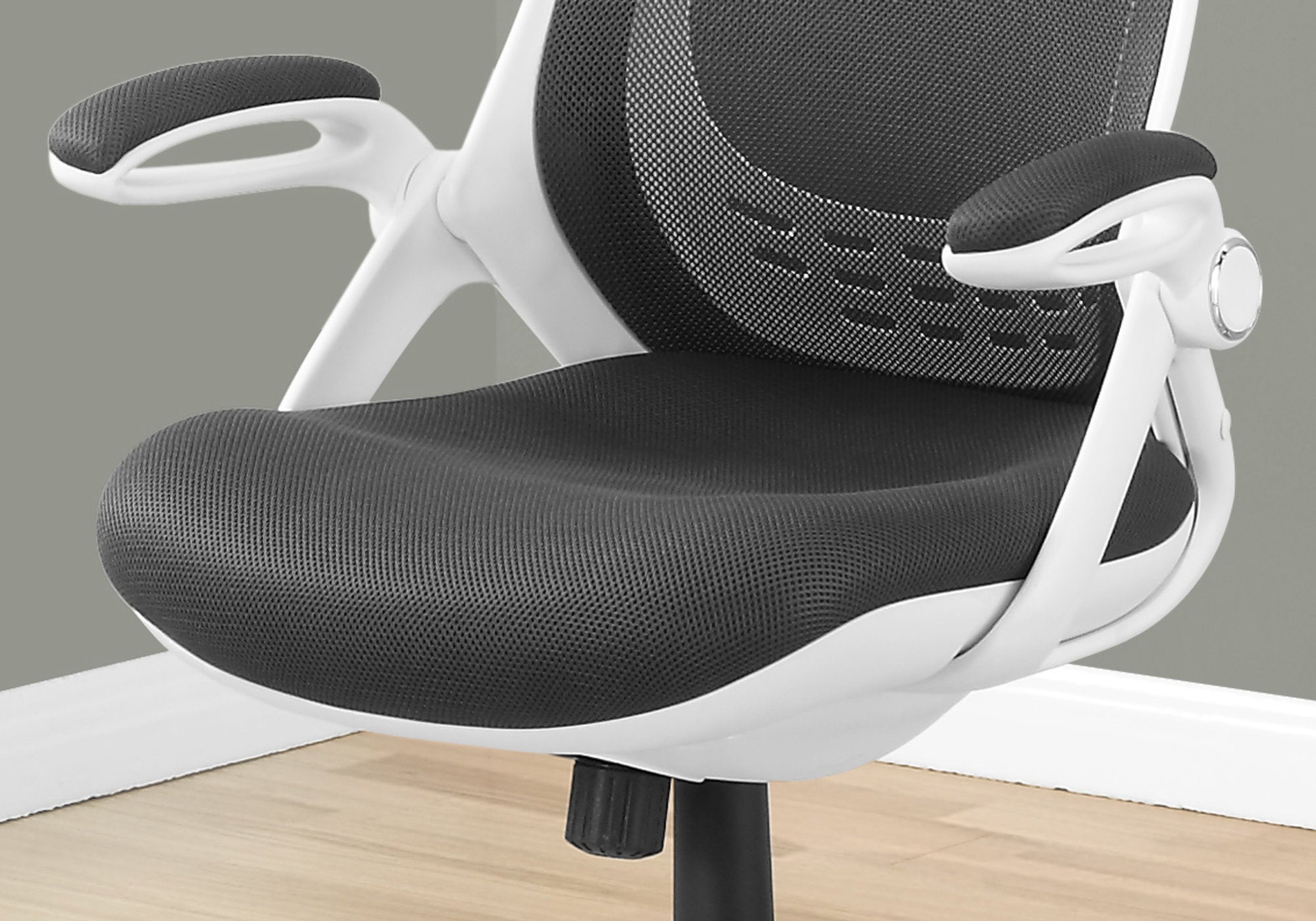 CHAISE DE BUREAU - BLANC / MESH GRIS / DOSSIER HAUT CHROME EXEC 
