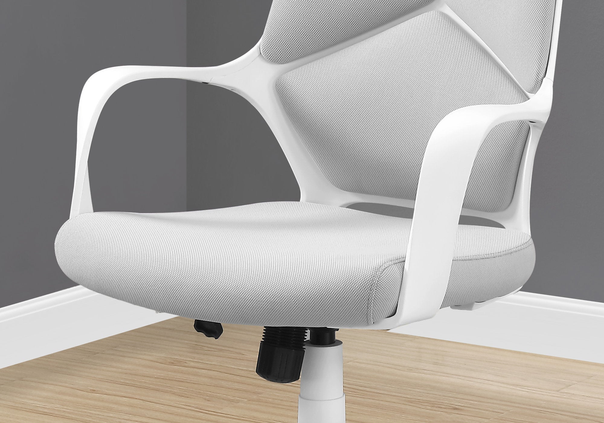 CHAISE DE BUREAU - BLANCHE / TISSU GRIS / DOSSIER HAUT EXÉCUTIF 
