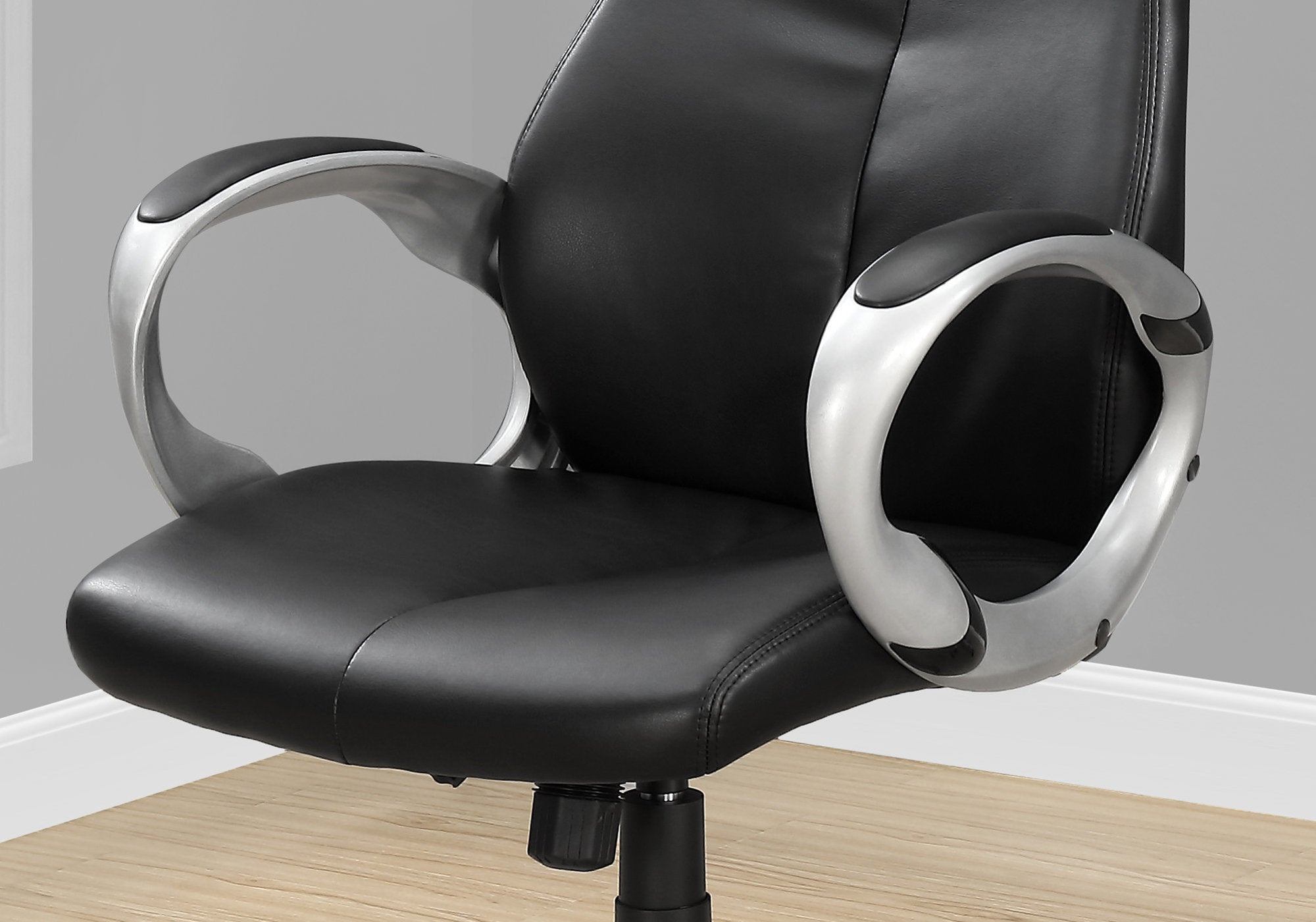 CHAISE DE BUREAU - SIMILI-CUIR NOIR / DOSSIER HAUT EXÉCUTIF 