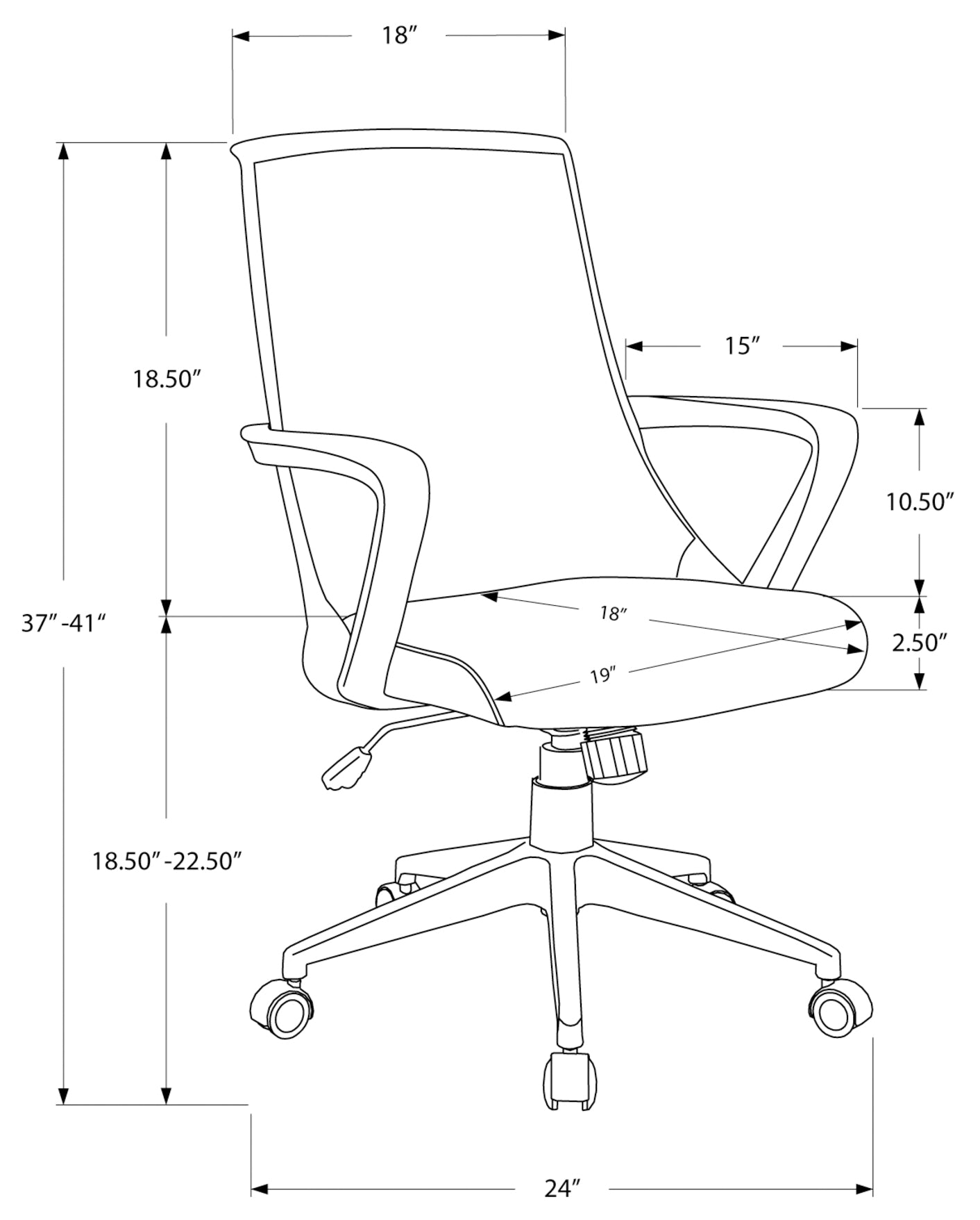 CHAISE DE BUREAU - BLANCHE / MESH GRIS / MULTIPOSITIONS 