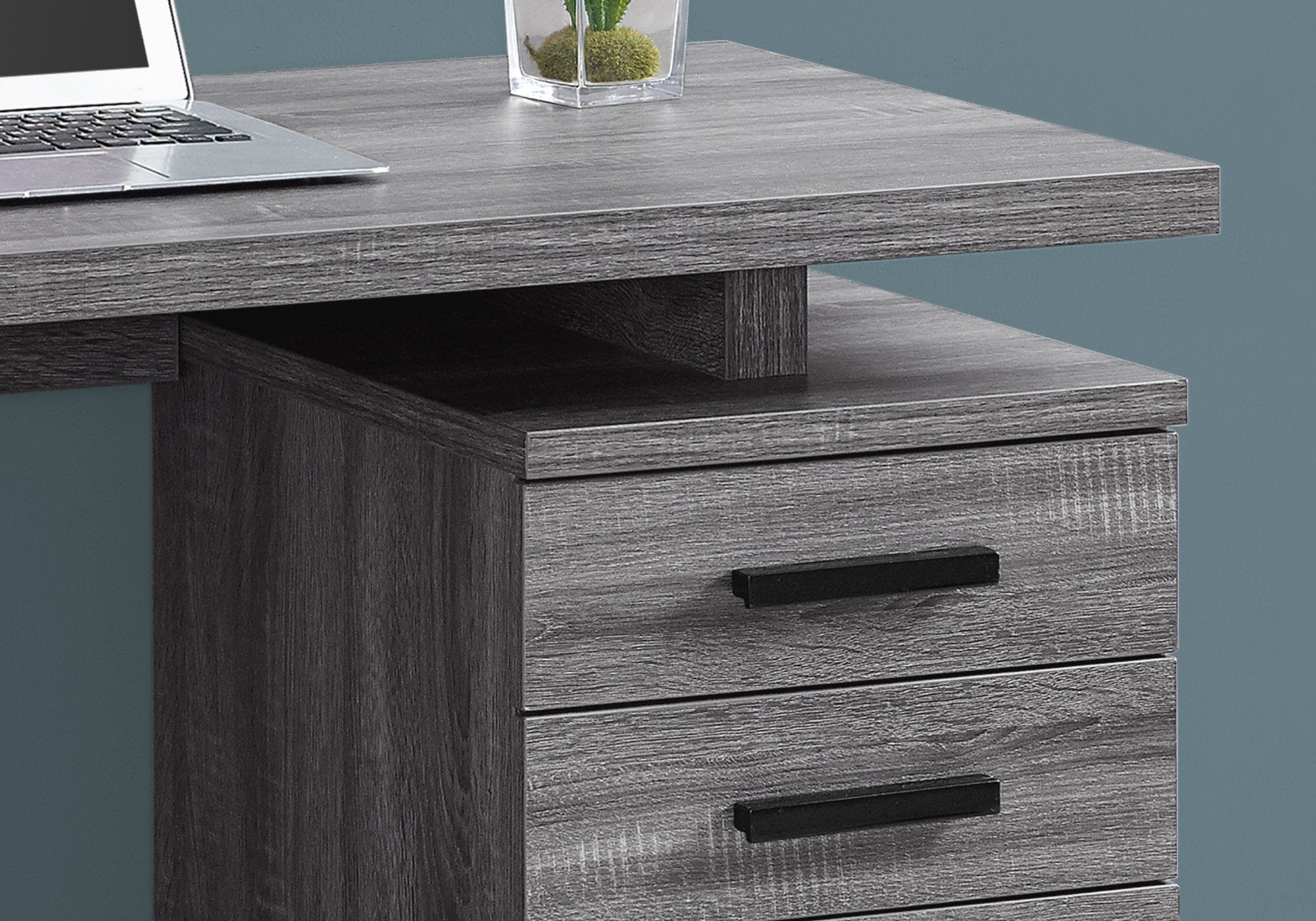 BUREAU D'ORDINATEUR - 48"L / GRIS-NOIR ORIENTATION GAUCHE OU DROITE 