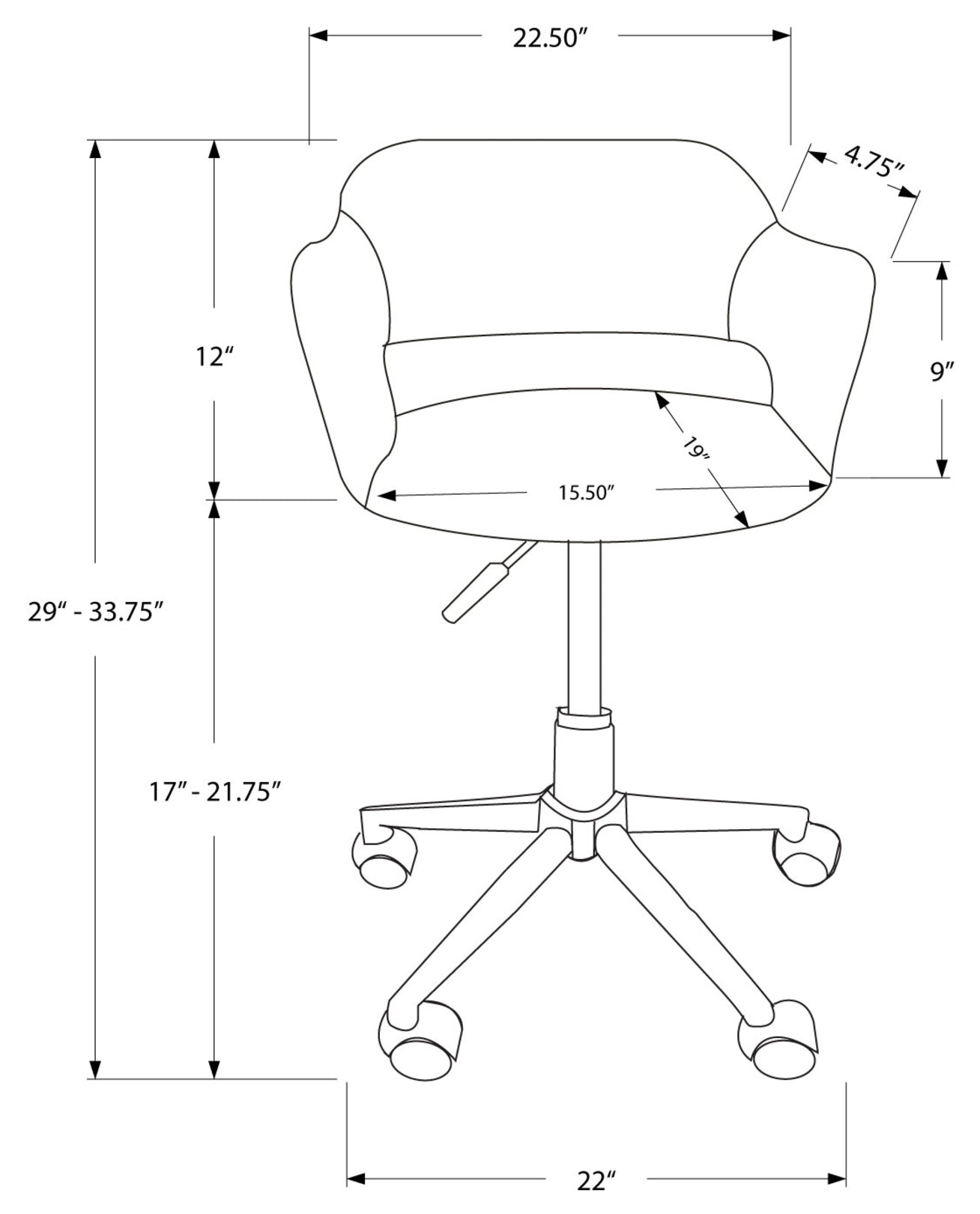 CHAISE DE BUREAU - BLANCHE / PIETEMENT HYDRAULIQUE MÉTAL CHROMÉ 