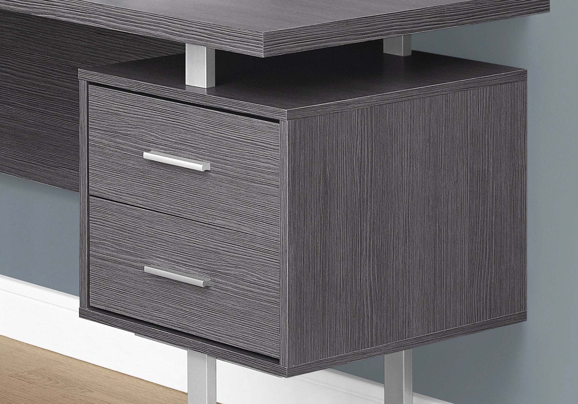 BUREAU D'ORDINATEUR - 70"L / GRIS ORIENTATION GAUCHE OU DROITE 