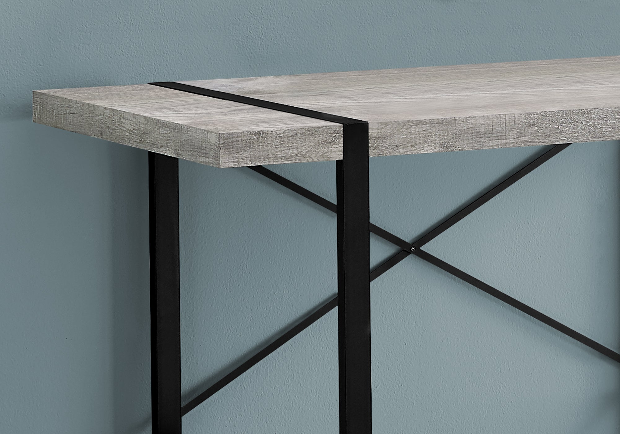 BUREAU D'ORDINATEUR - 48"L / BOIS DE RÉCUPÉRATION GRIS / MÉTAL NOIR