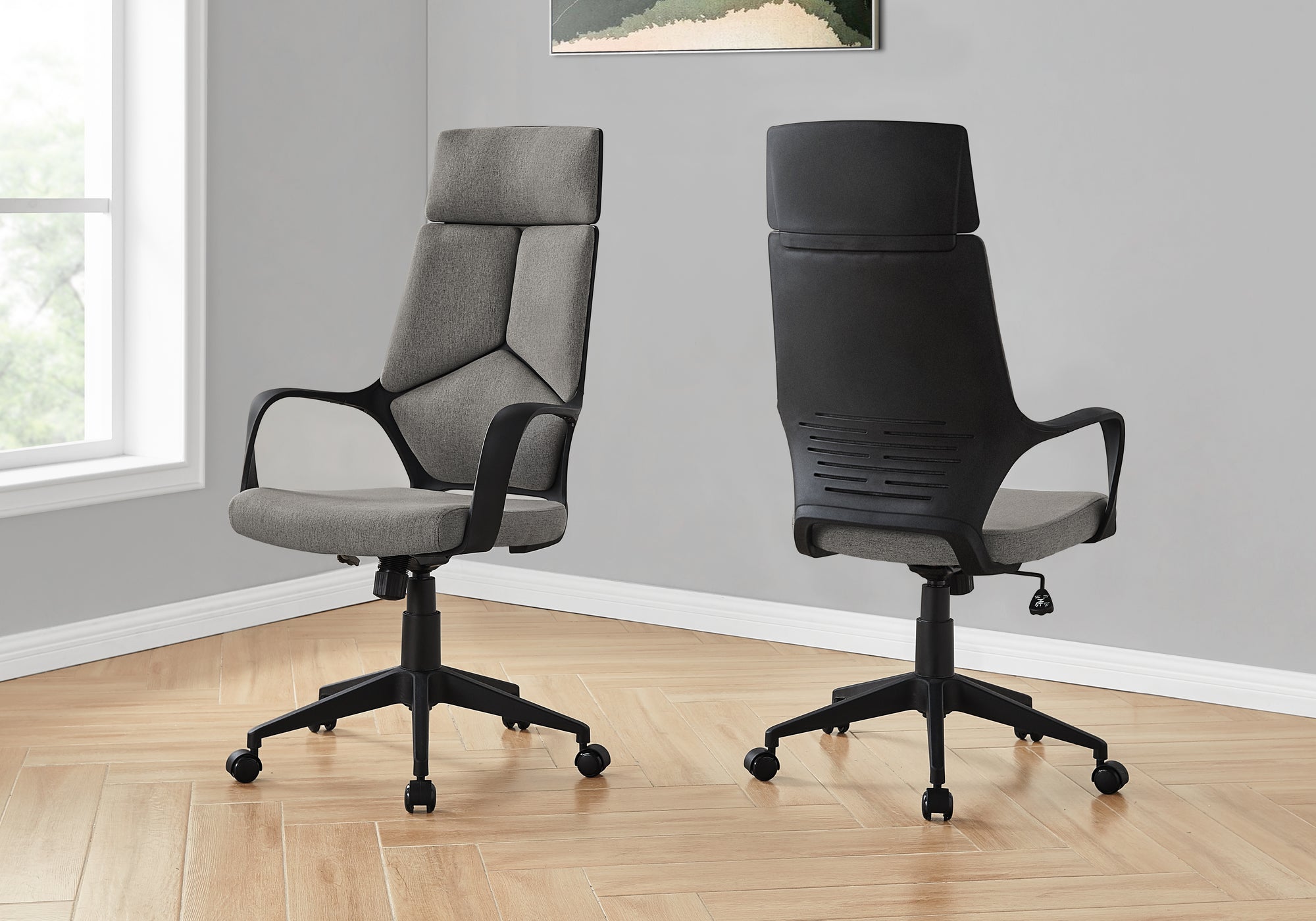 CHAISE DE BUREAU - NOIR / TISSU GRIS FONCE / EXECUTIVE 