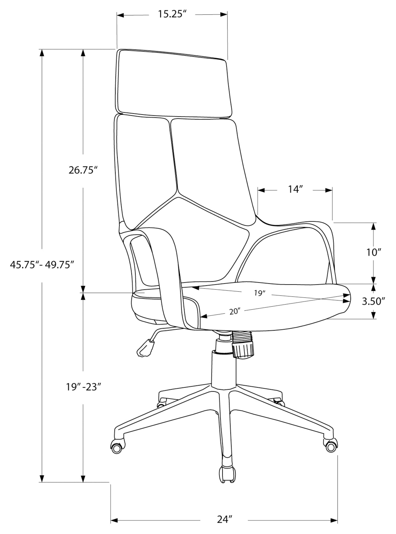 CHAISE DE BUREAU - NOIR / TISSU GRIS FONCE / EXECUTIVE 